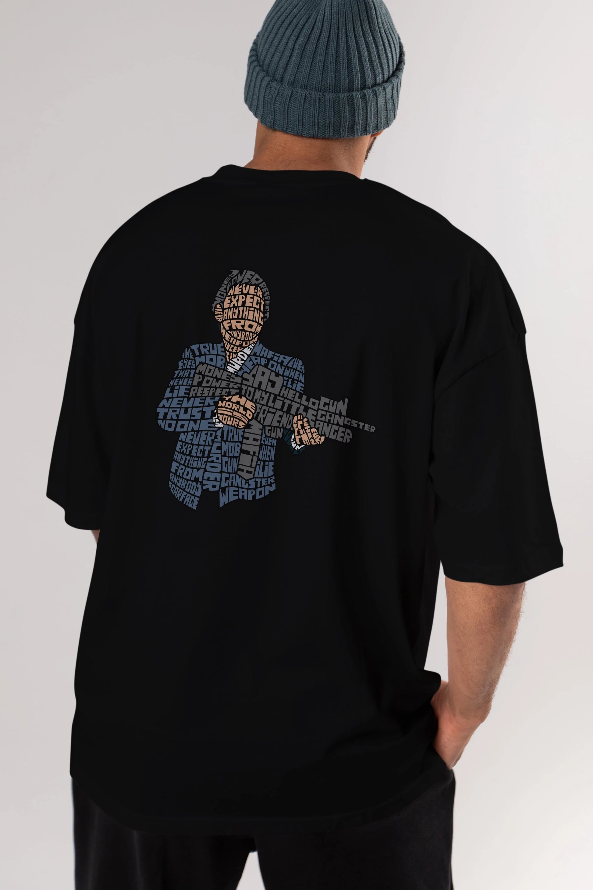 Mafia Arka Baskılı Oversize t-shirt %100 pamuk Erkek Kadın Unisex