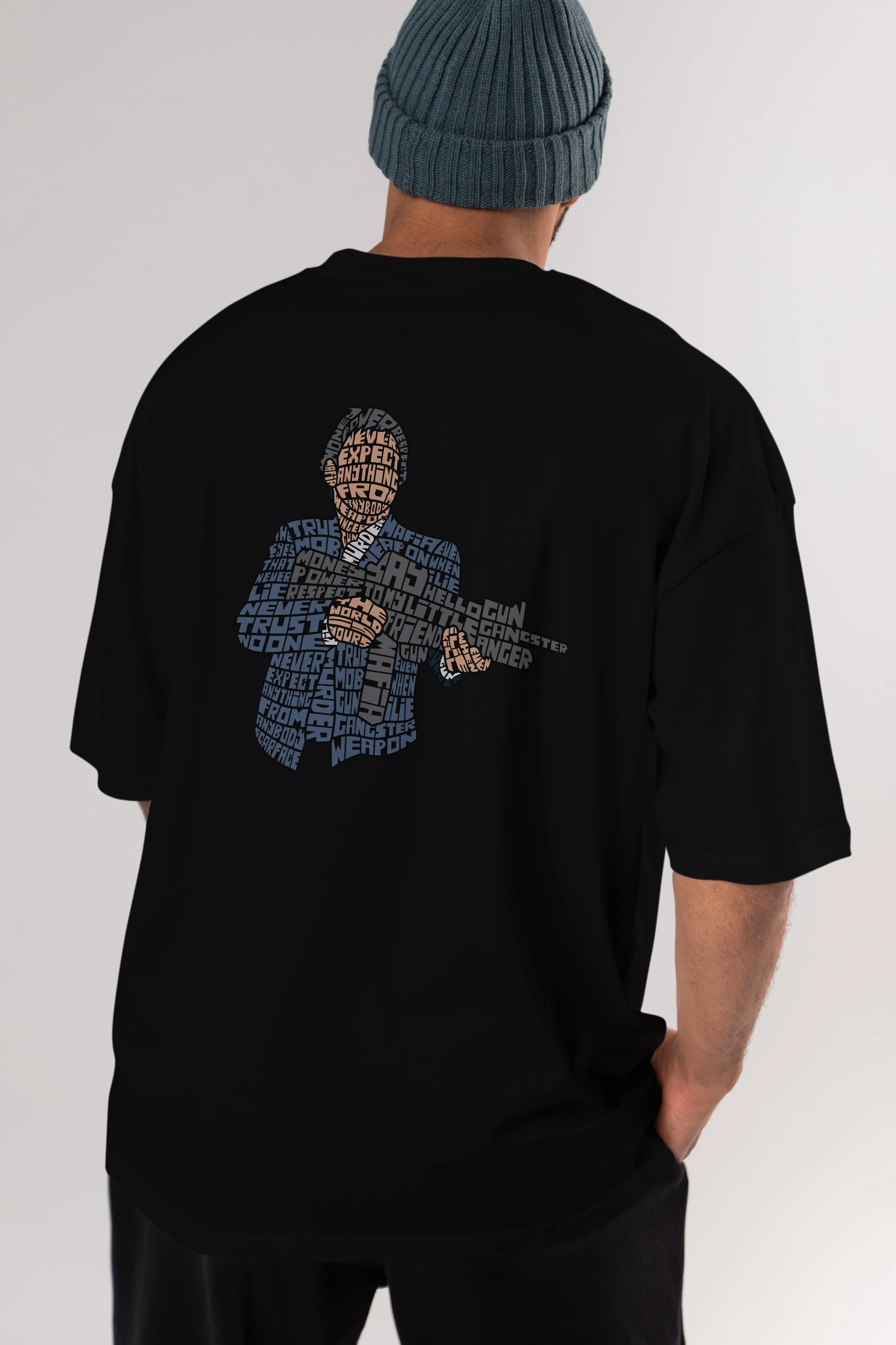 Mafia Arka Baskılı Oversize t-shirt %100 pamuk Erkek Kadın Unisex