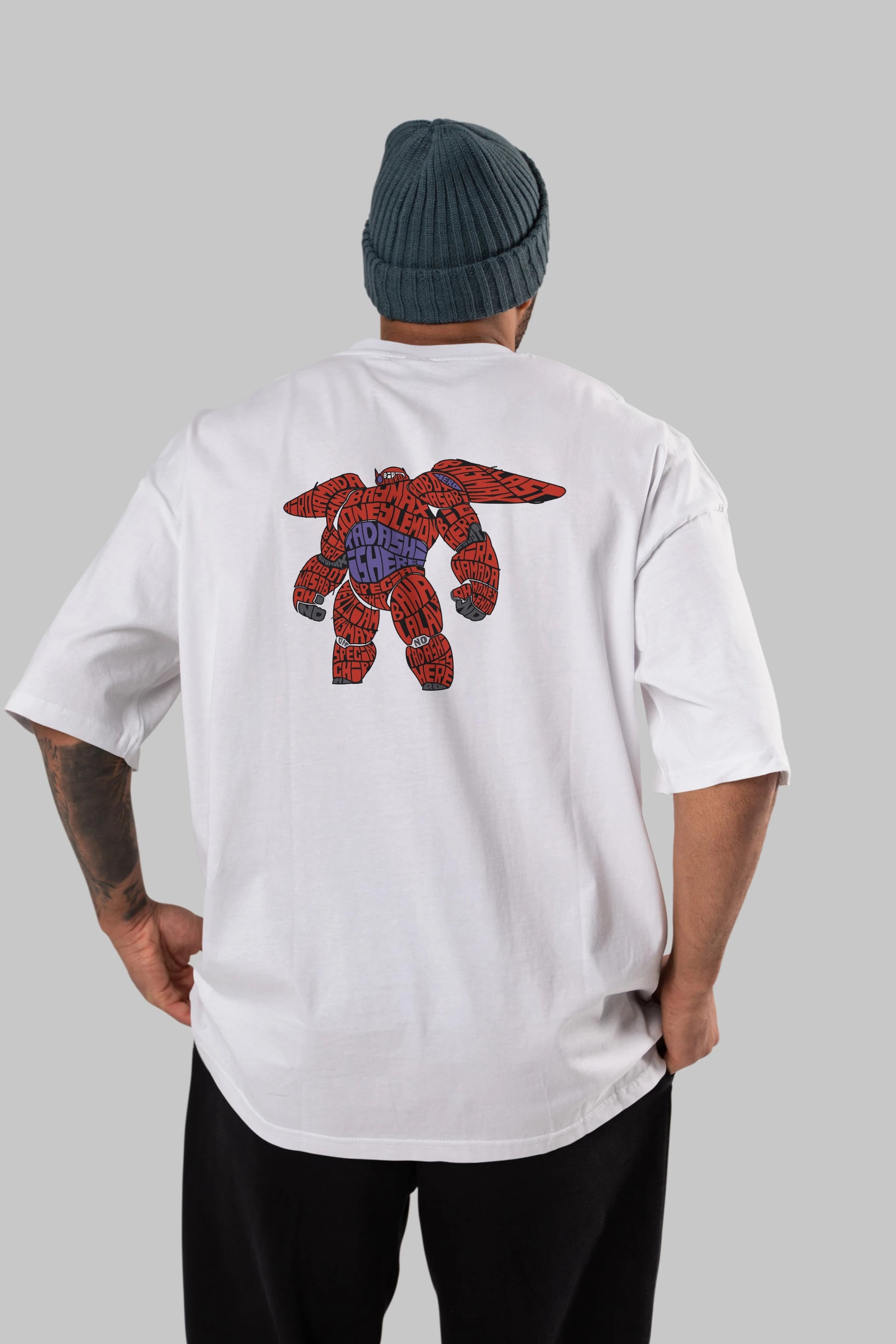 Baymax Arka Baskılı Oversize t-shirt %100 pamuk Erkek Kadın Unisex