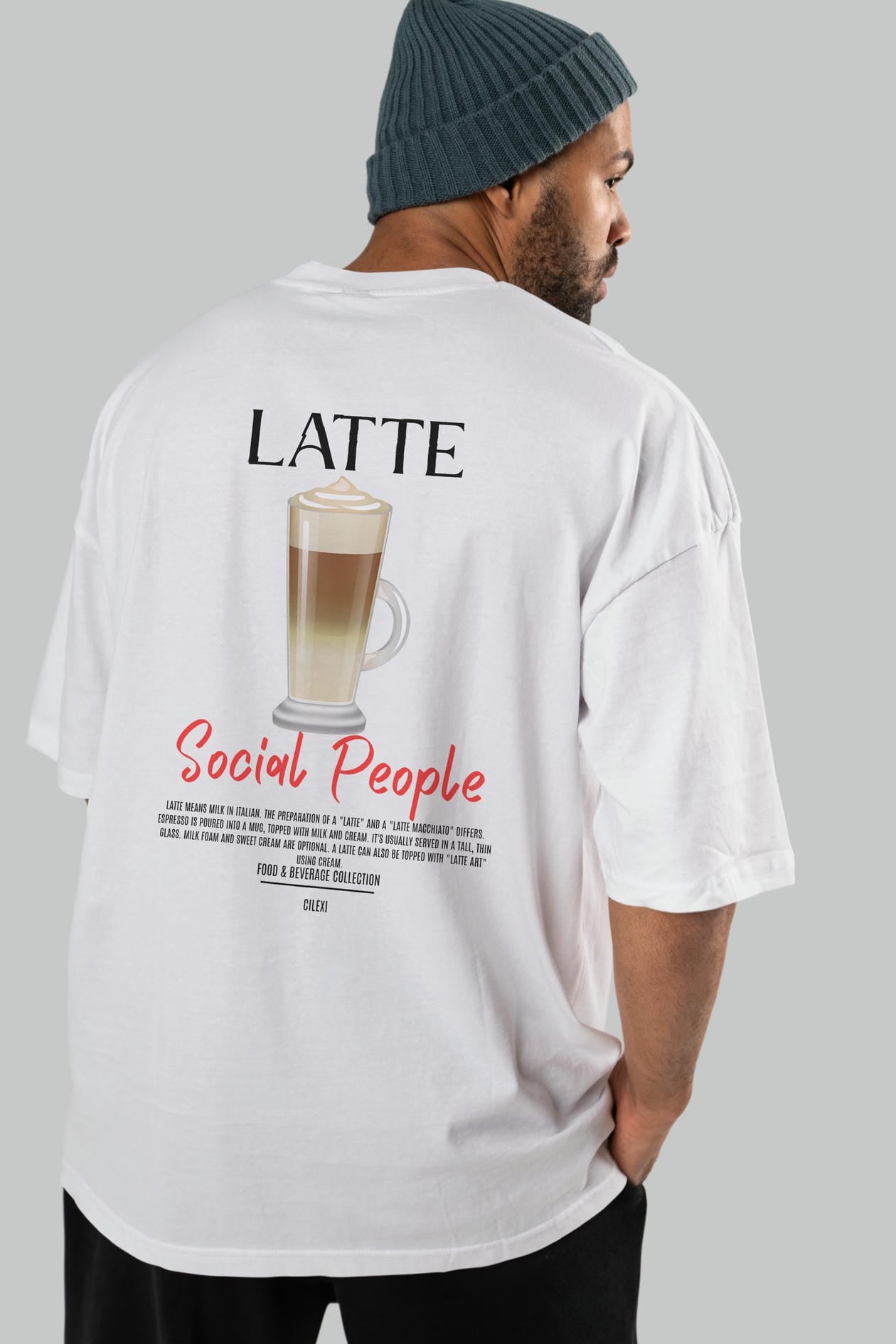 Latte Kokteyl Serisi Baskılı Oversize t-shirt Erkek Kadın Unisex %100 Pamuk Bisiklet Yaka tişort