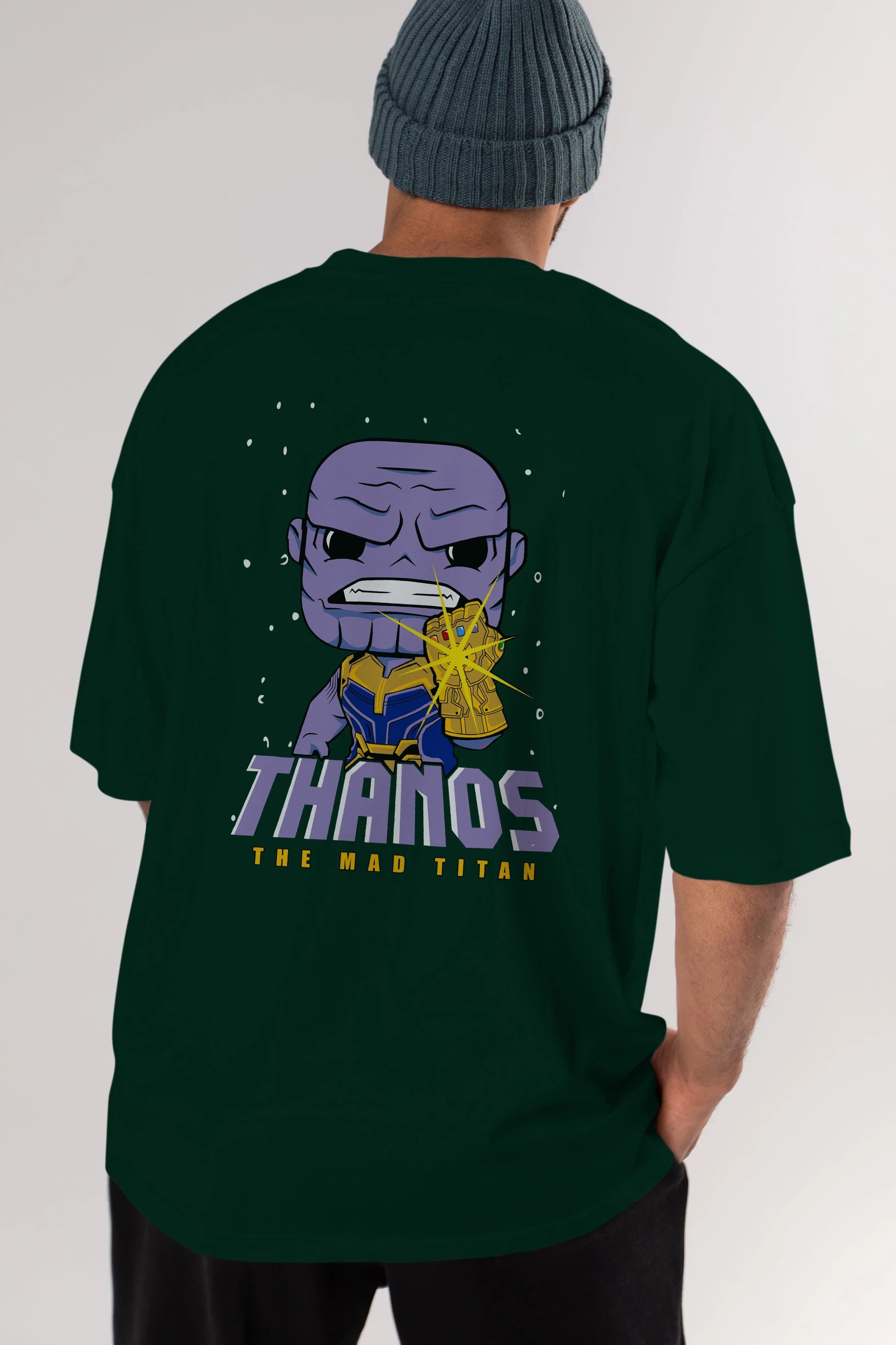 Thanos (1) Arka Baskılı Oversize t-shirt Erkek Kadın Unisex %100 Pamuk Bisiklet Yaka tişort