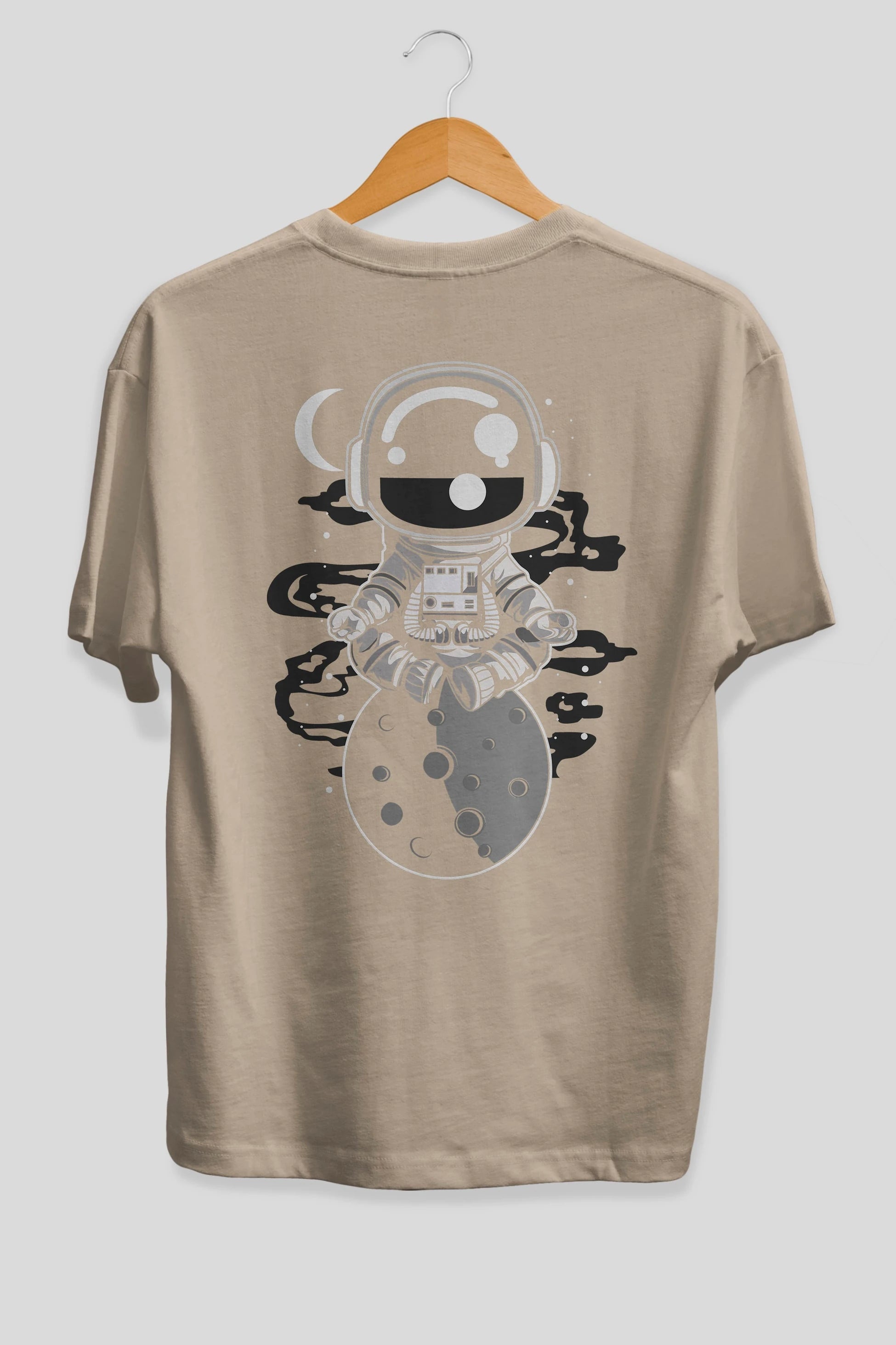 Astronaut Yoga Arka Baskılı Oversize t-shirt Erkek Kadın Unisex