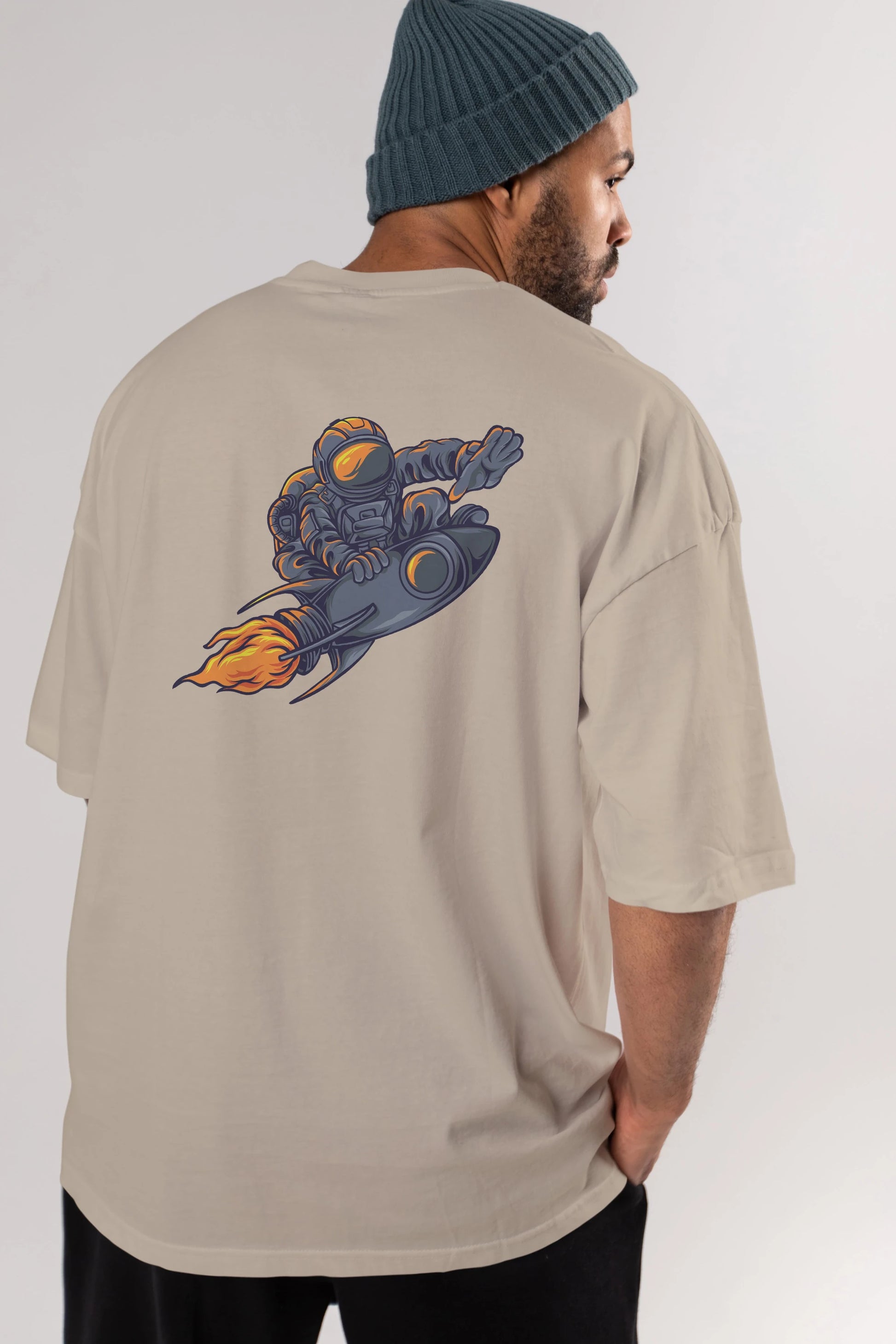 Astrocket Illustration Tshirt Arka Baskılı Oversize t-shirt Erkek Kadın Unisex