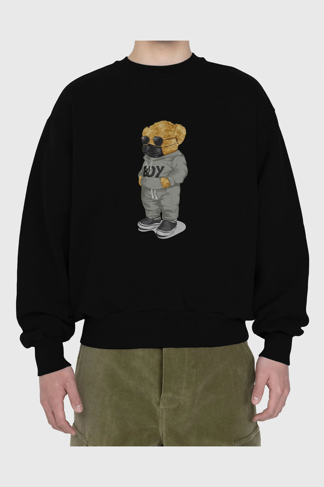Teddy Bear Boy Ön Baskılı Oversize Sweatshirt Erkek Kadın Unisex