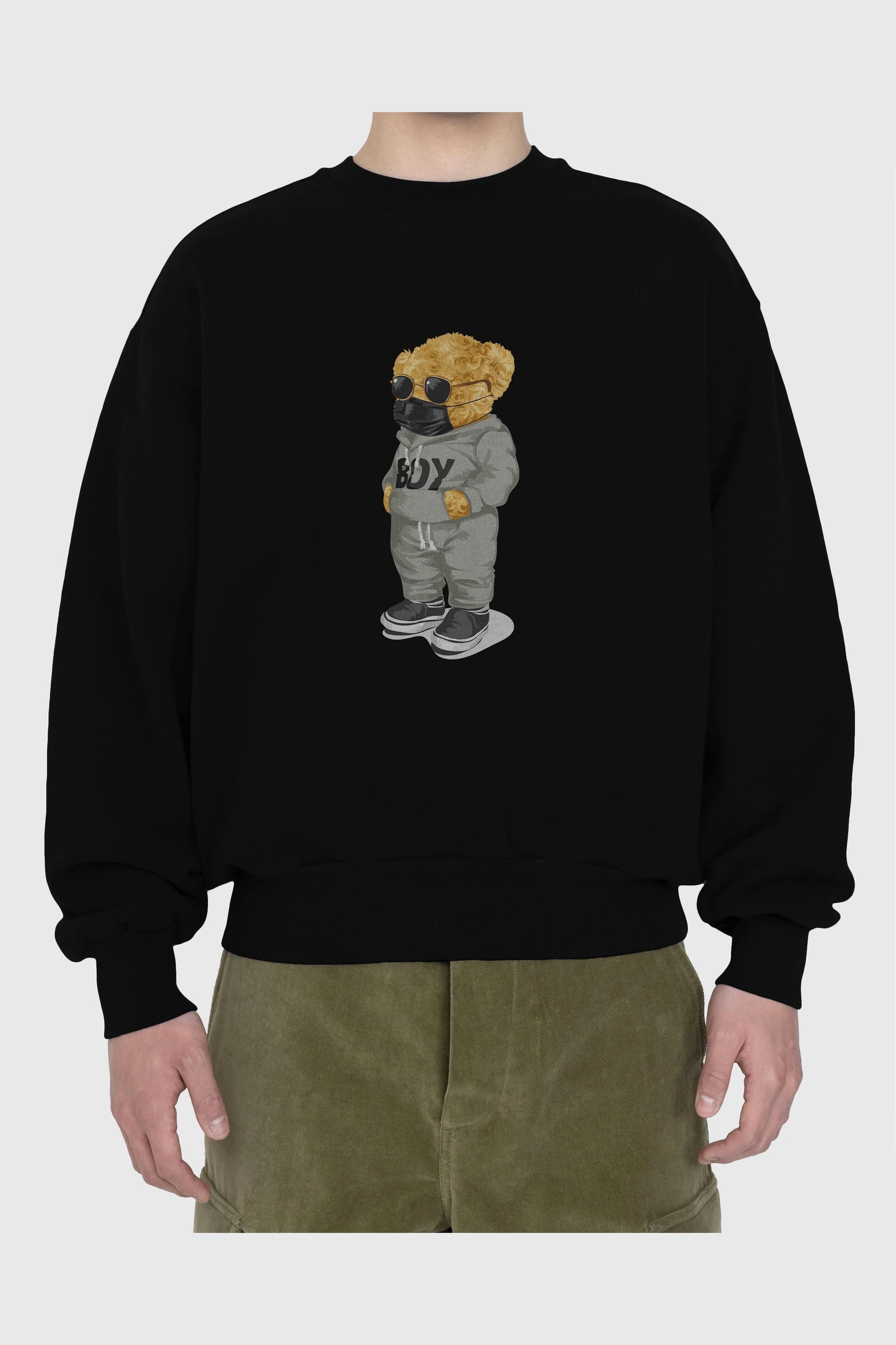 Teddy Bear Boy Ön Baskılı Oversize Sweatshirt Erkek Kadın Unisex