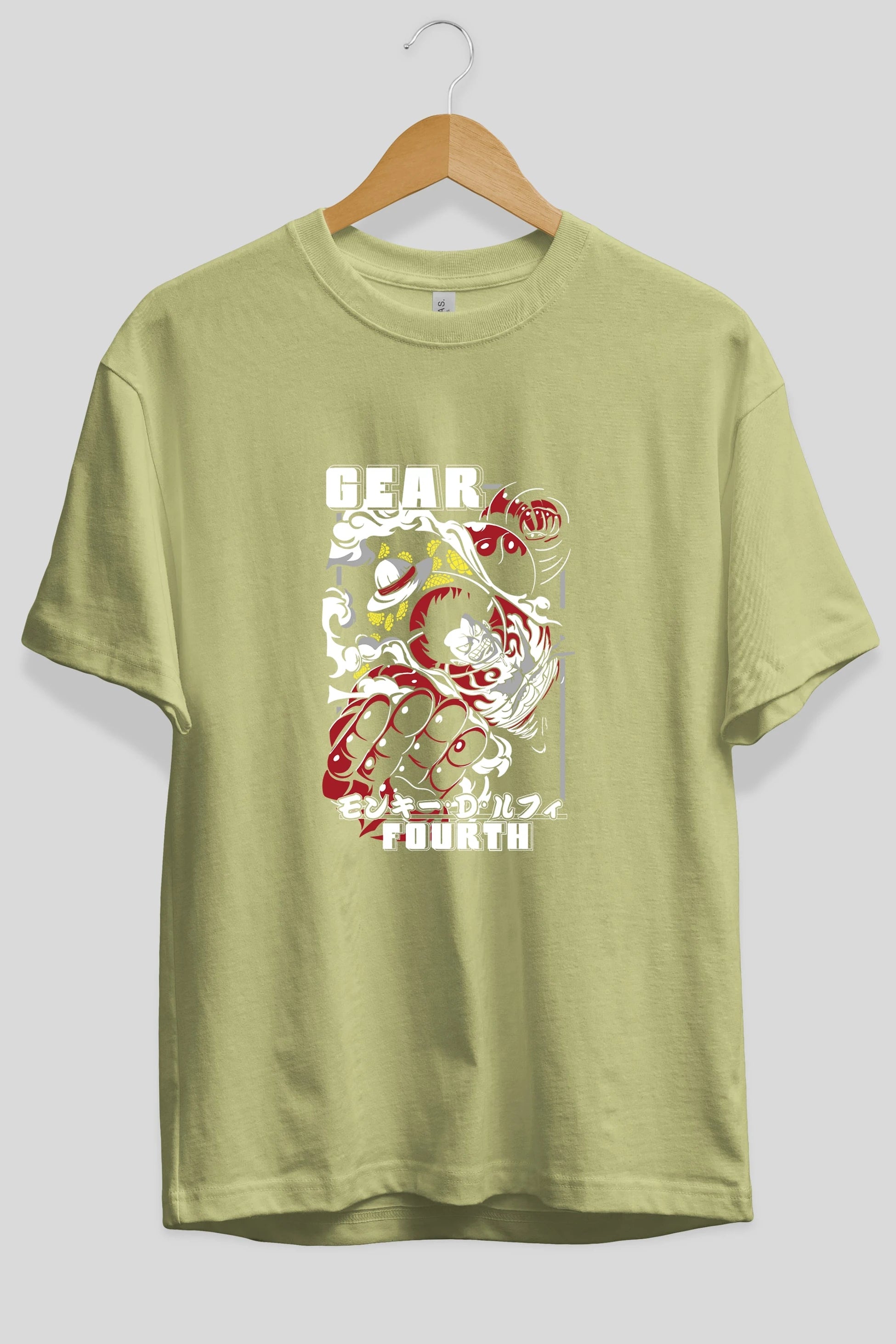 LUFFY gear fourth Anime Ön Baskılı Oversize t-shirt %100 pamuk Erkek Kadın Unisex