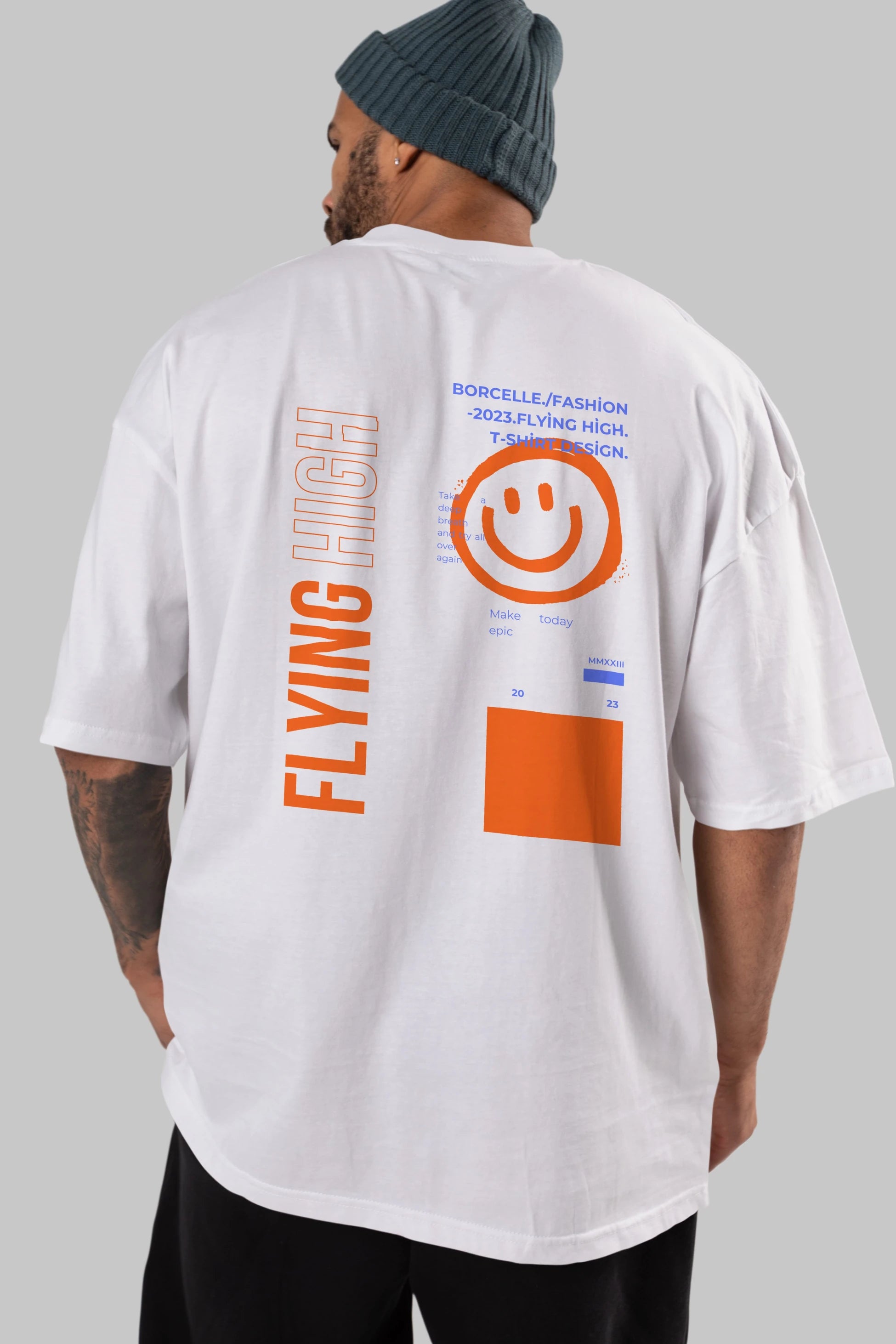 Flying High Yazılı Arka Baskılı Oversize t-shirt Erkek Kadın Unisex