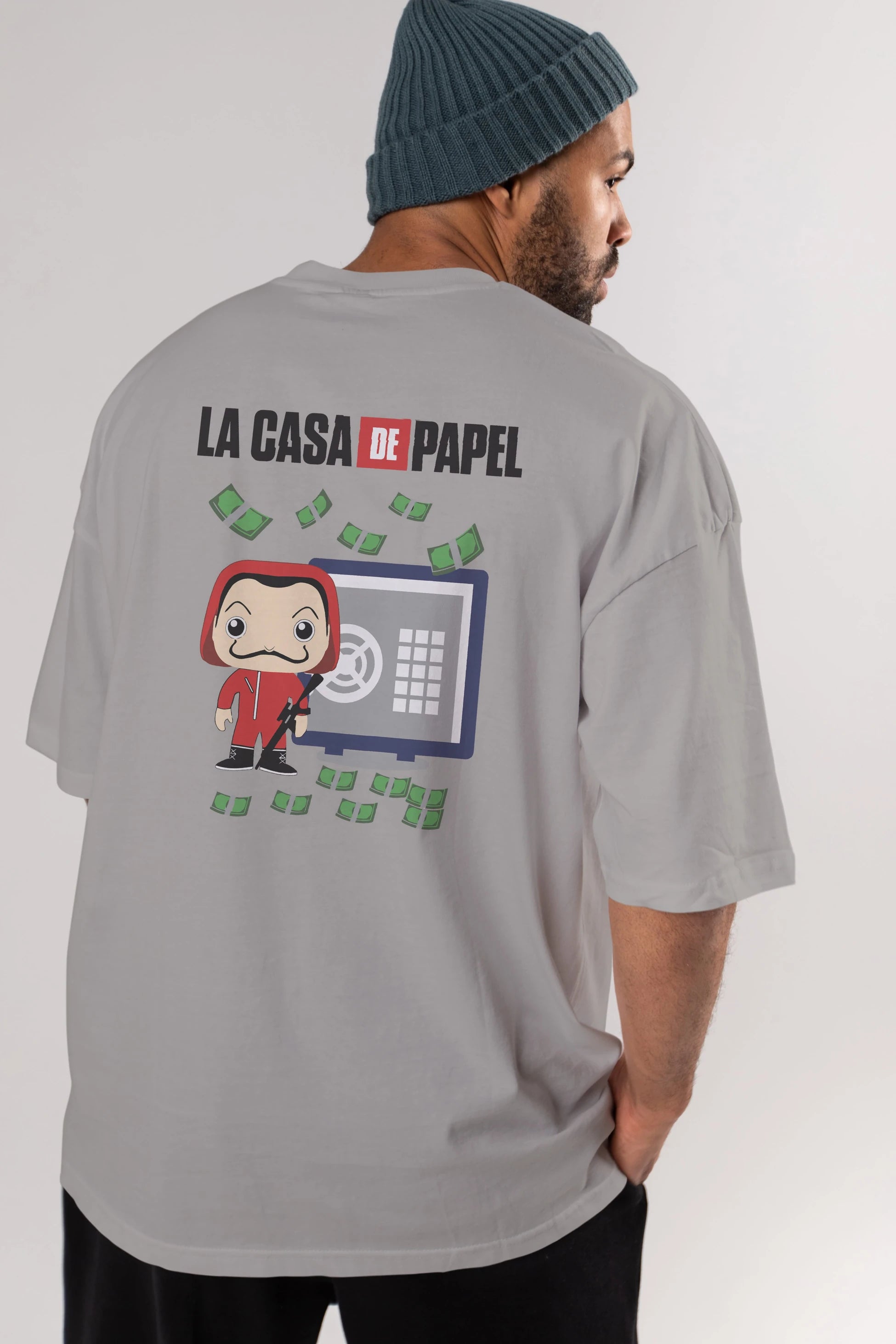 La Casa De Papel (4) Arka Baskılı Oversize t-shirt Erkek Kadın Unisex %100 Pamuk Bisiklet Yaka tişort