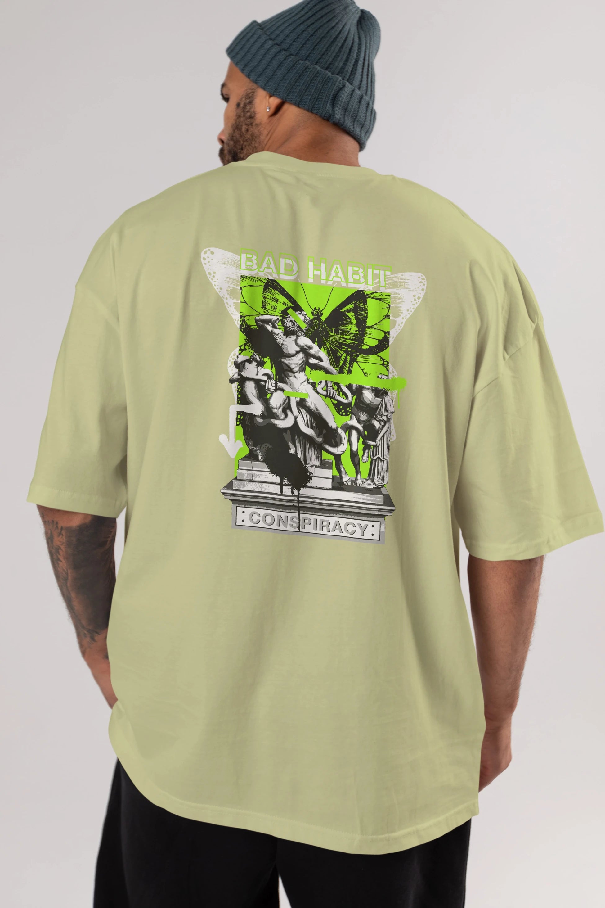 Bad Habit Arka Baskılı Oversize t-shirt Erkek Kadın Unisex