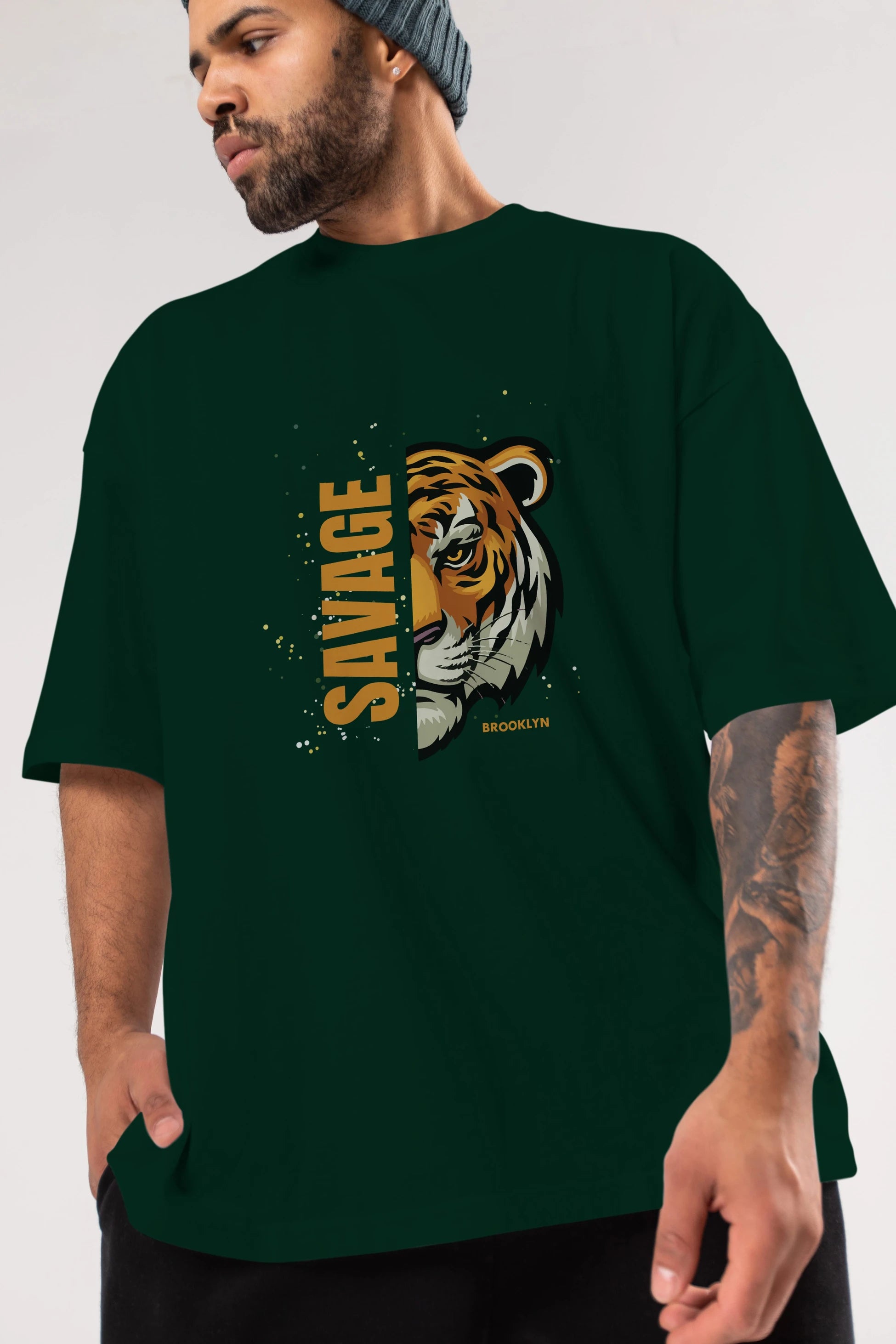 Savage Brooklyn Yazılı Ön Baskılı Oversize t-shirt Erkek Kadın Unisex