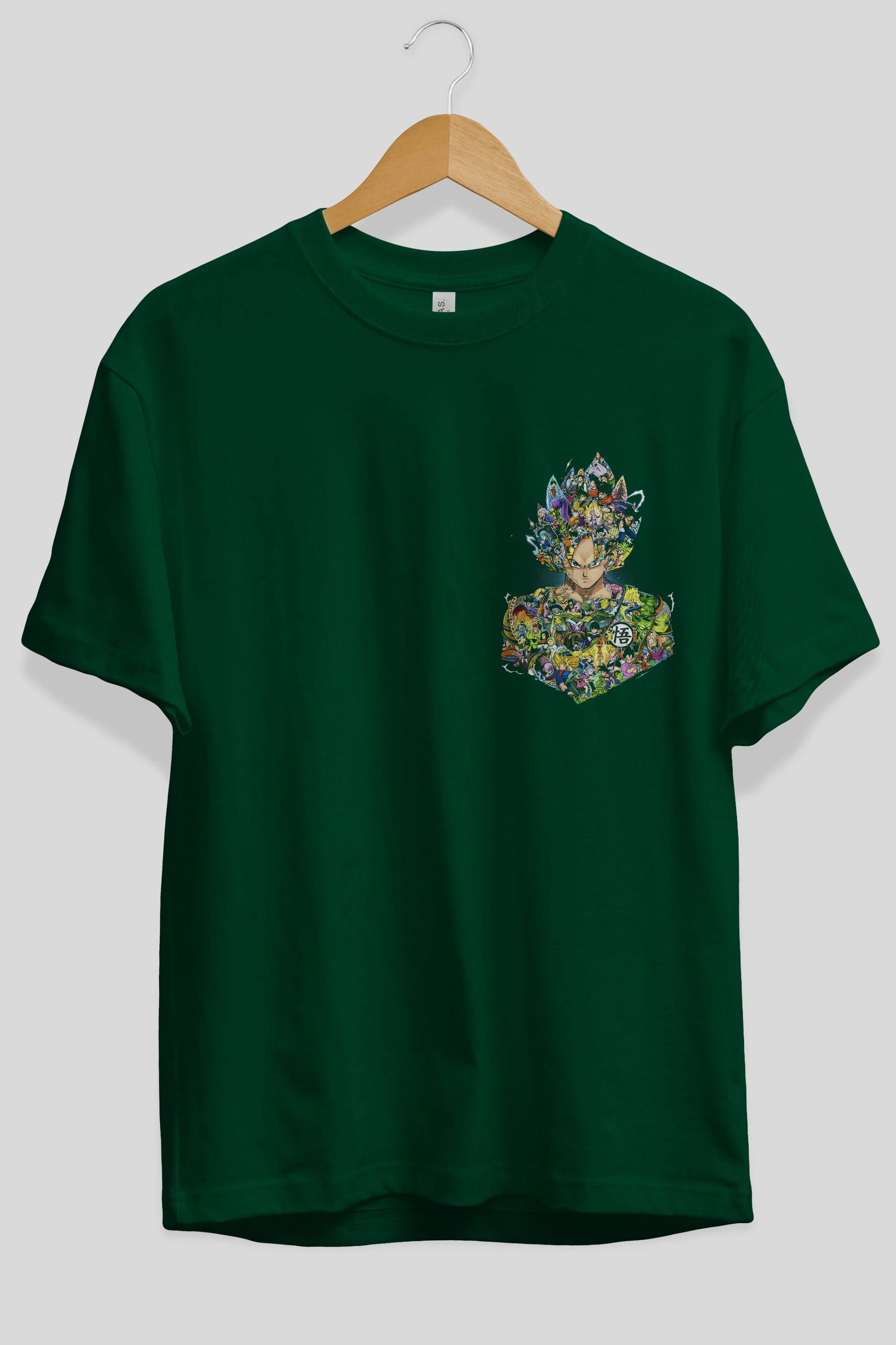 DRAGON BALL ART Ön Sol Baskılı Oversize t-shirt Erkek Kadın Unisex %100 Pamuk Bisiklet Yaka tişort
