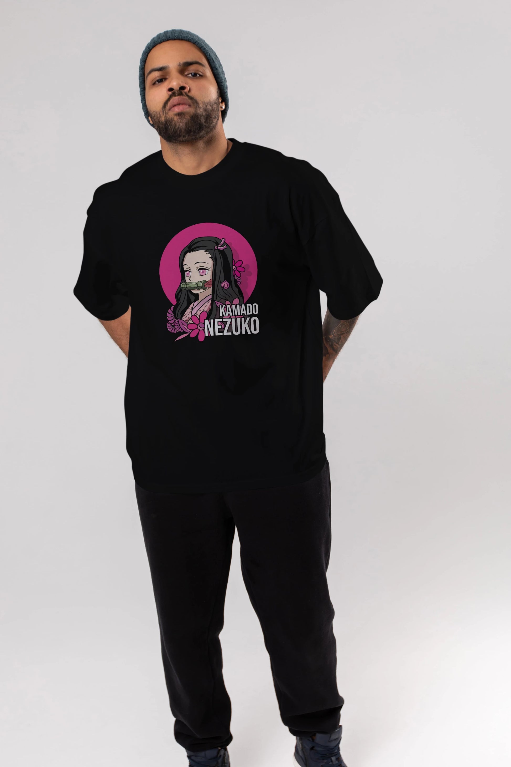 Nezuko Kamado 2 Anime Ön Baskılı Oversize t-shirt %100 pamuk Erkek Kadın Unisex