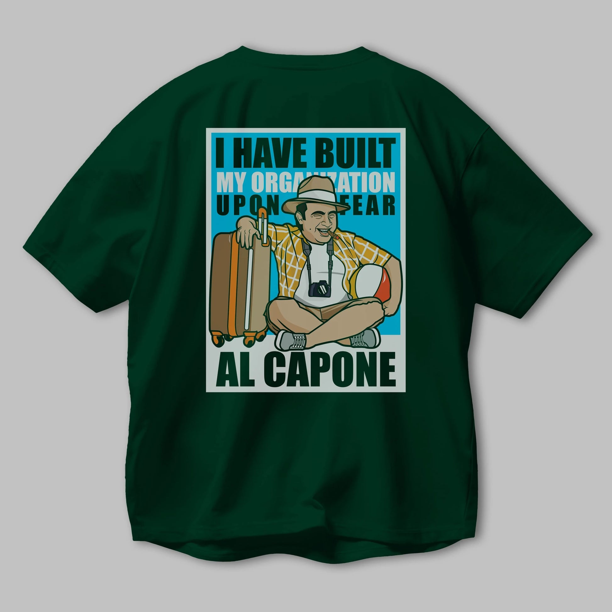 Al Capone Holiday Arka Baskılı Oversize t-shirt Erkek Kadın Unisex %100 Pamuk tişort