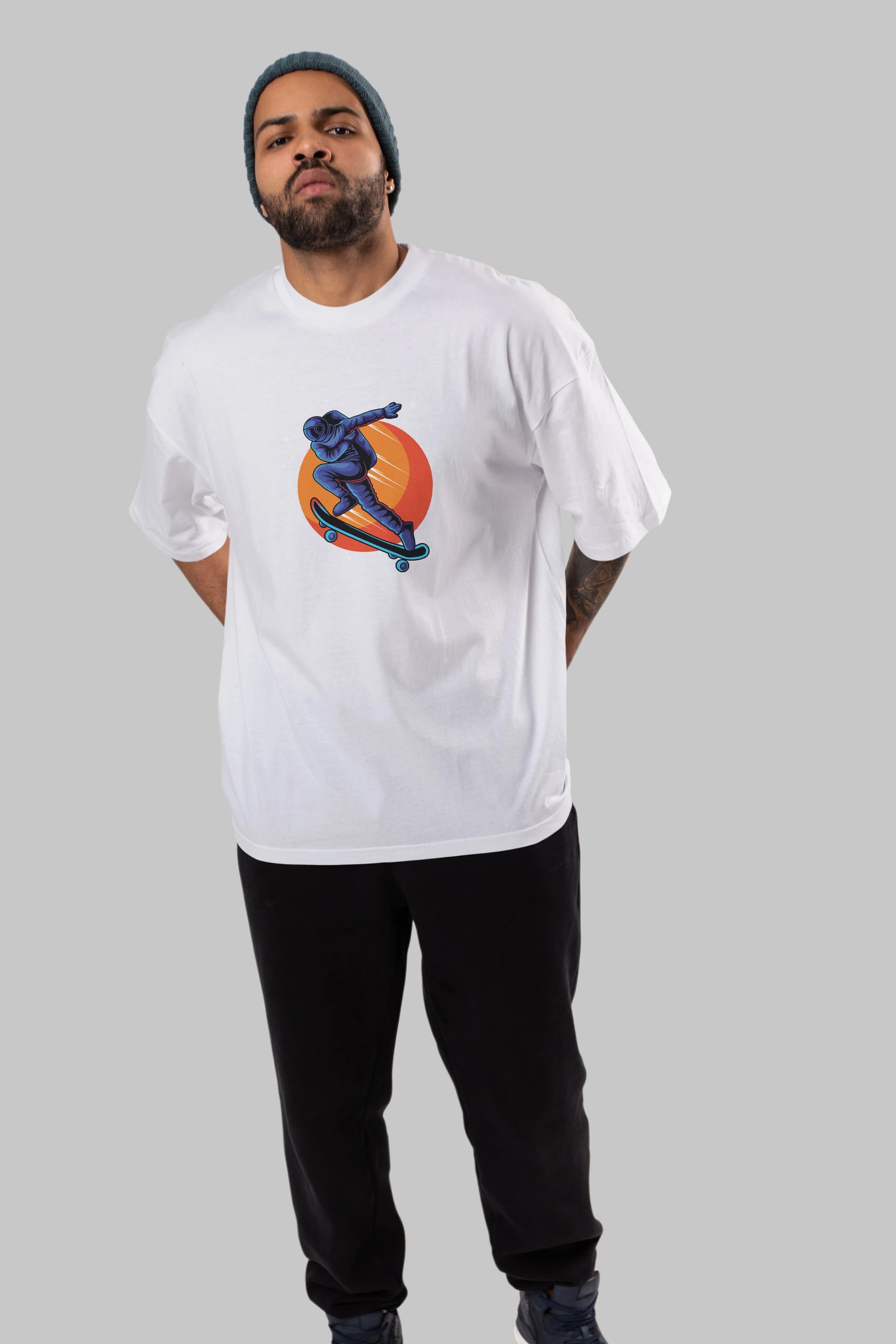 Astroskate Run Ön Baskılı Oversize t-shirt Erkek Kadın Unisex