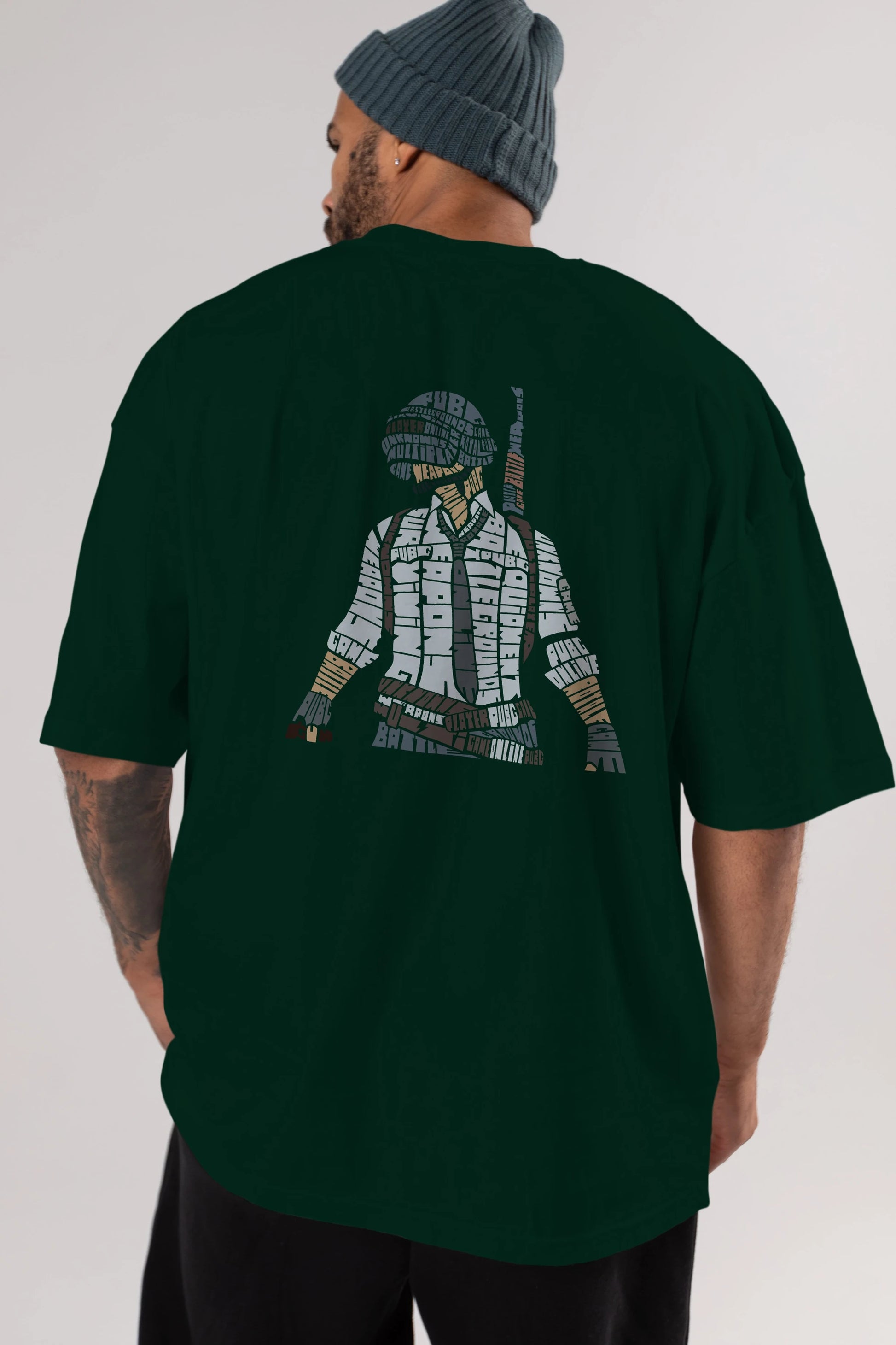 Pubg Arka Baskılı Oversize t-shirt %100 pamuk Erkek Kadın Unisex