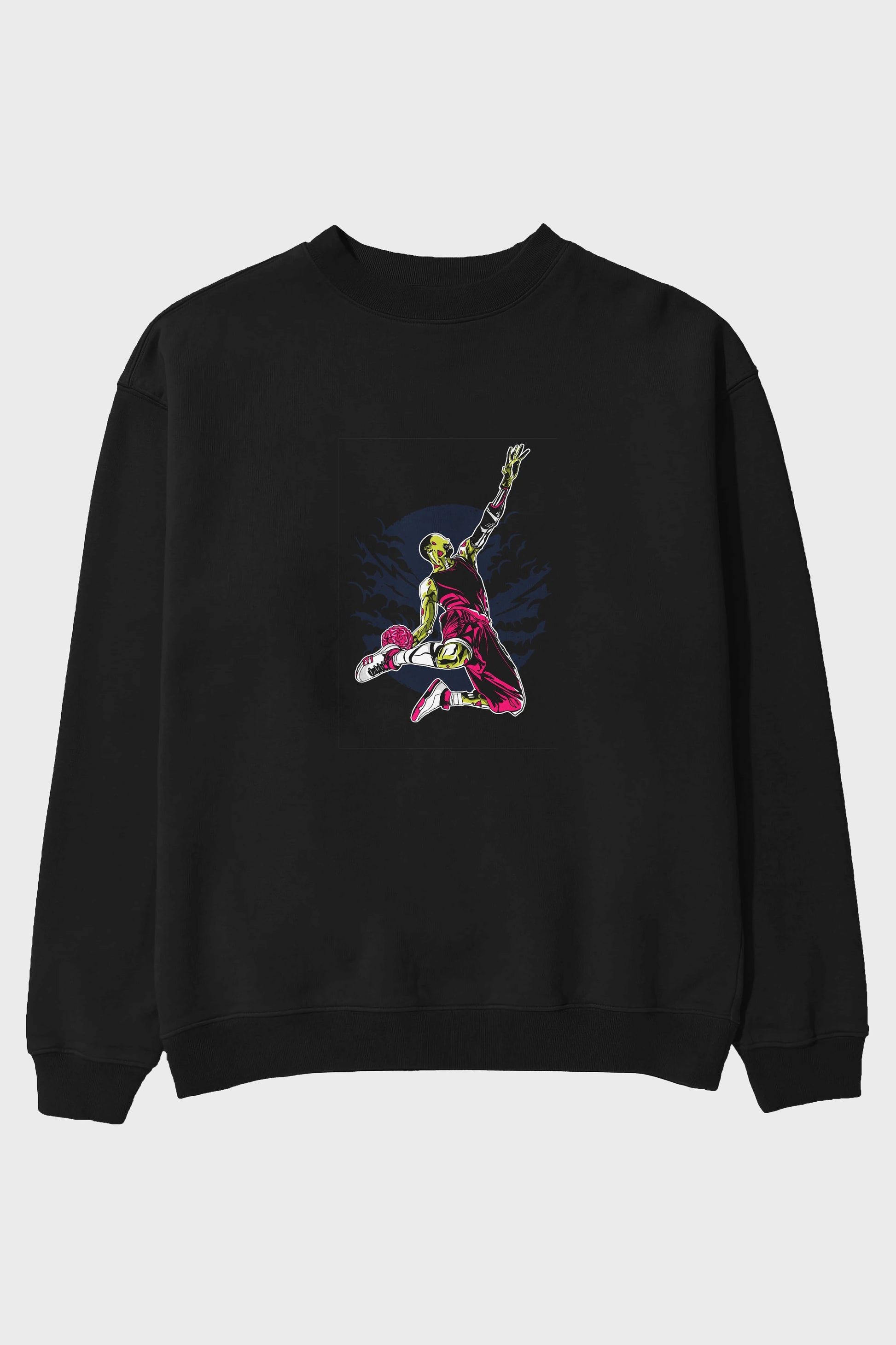 Zombie Slam Dunk Ön Baskılı Oversize Sweatshirt Erkek Kadın Unisex