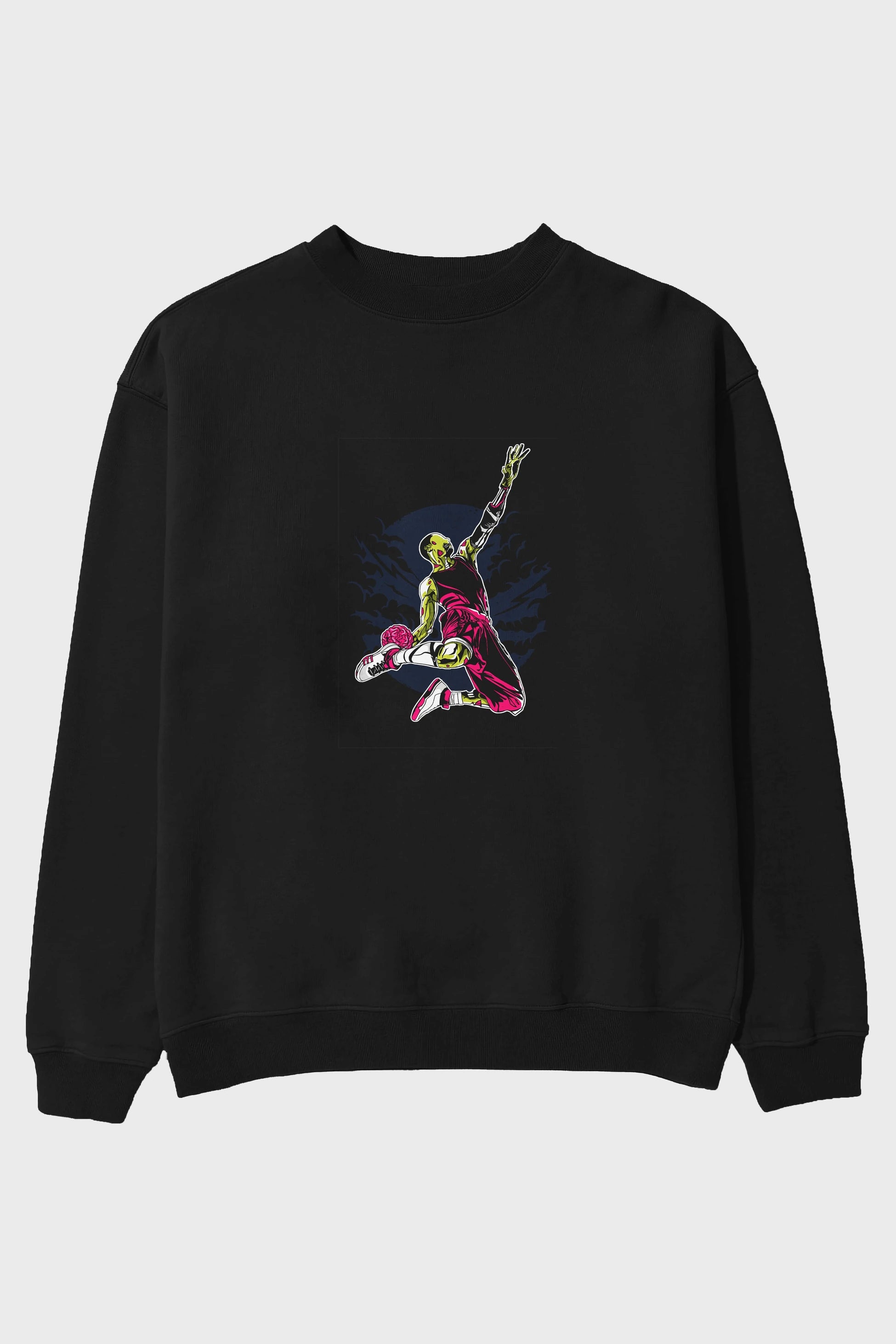 Zombie Slam Dunk Ön Baskılı Oversize Sweatshirt Erkek Kadın Unisex