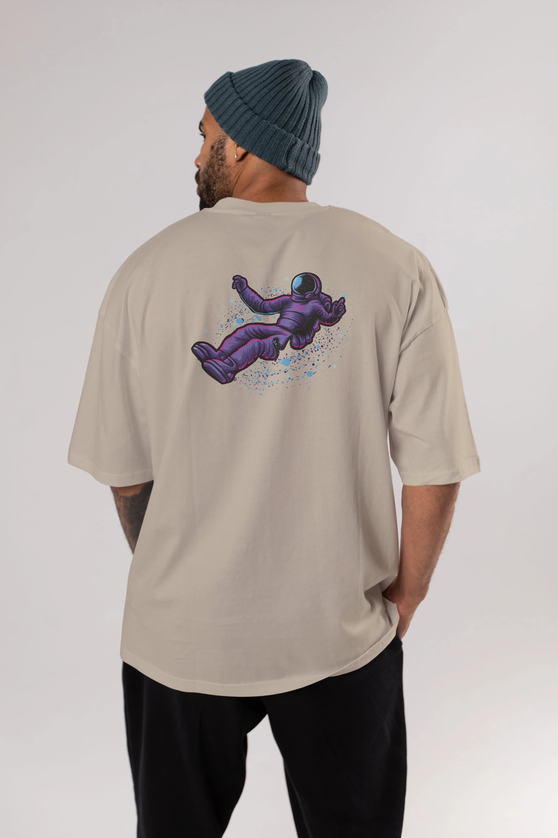Having fun in outer space Arka Baskılı Oversize t-shirt Erkek Kadın Unisex