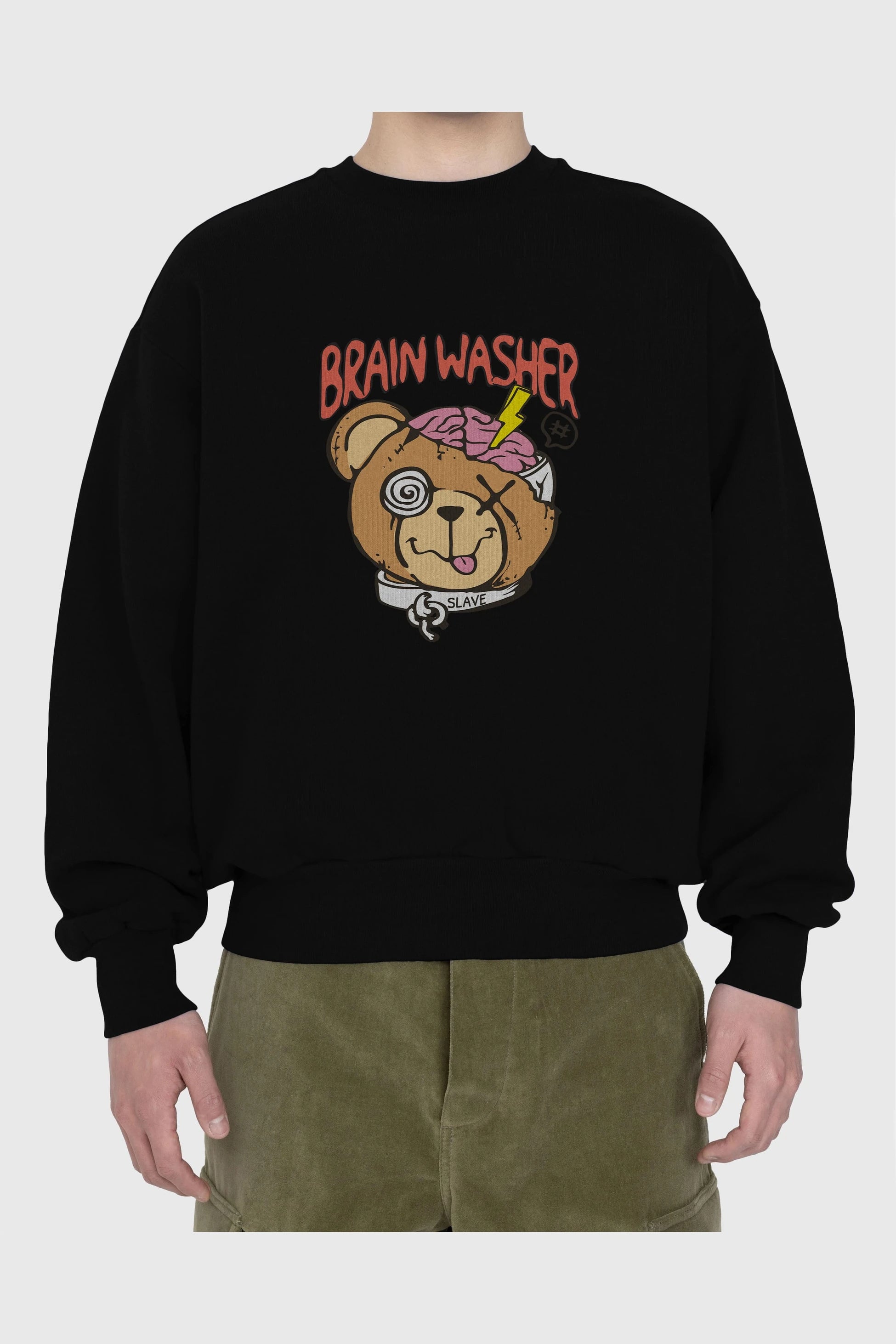 Brain Washer Ön Baskılı Oversize Sweatshirt Erkek Kadın Unisex