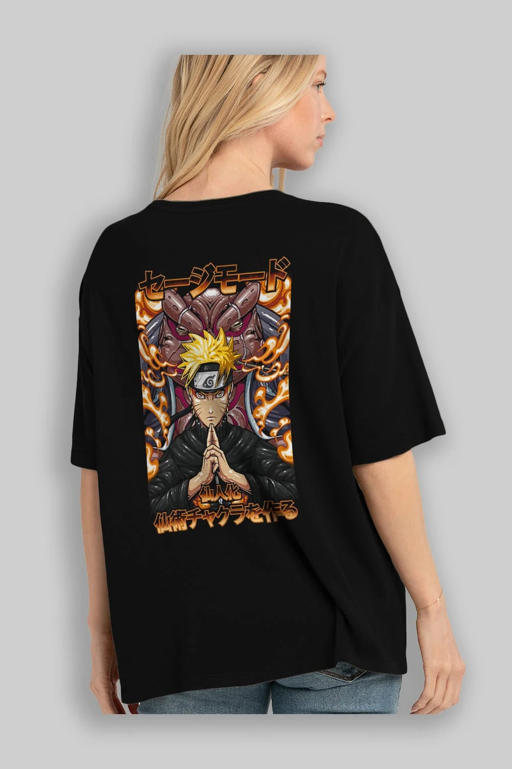 NARUTO (10) Anime Arka Baskılı Oversize t-shirt Erkek Kadın Unisex