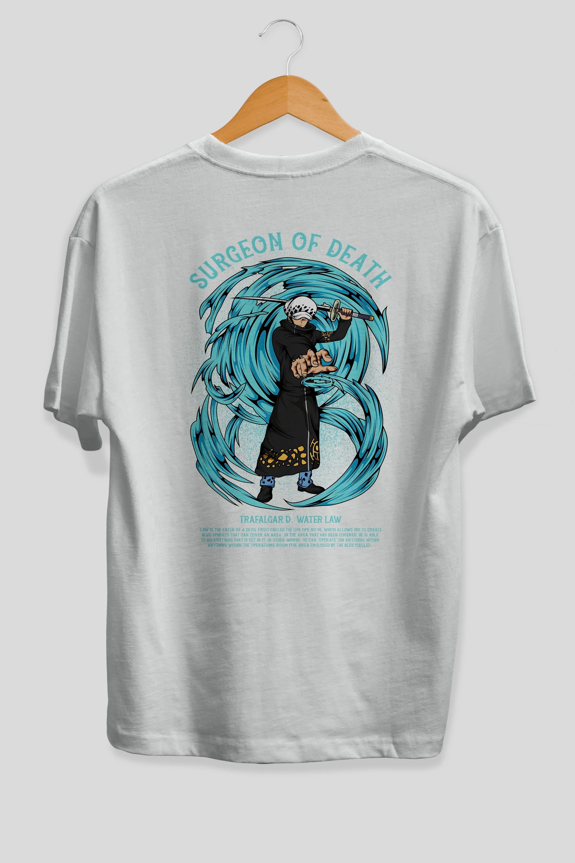 Trafalgad D. Water Law Anime Arka Baskılı Oversize t-shirt Erkek Kadın Unisex