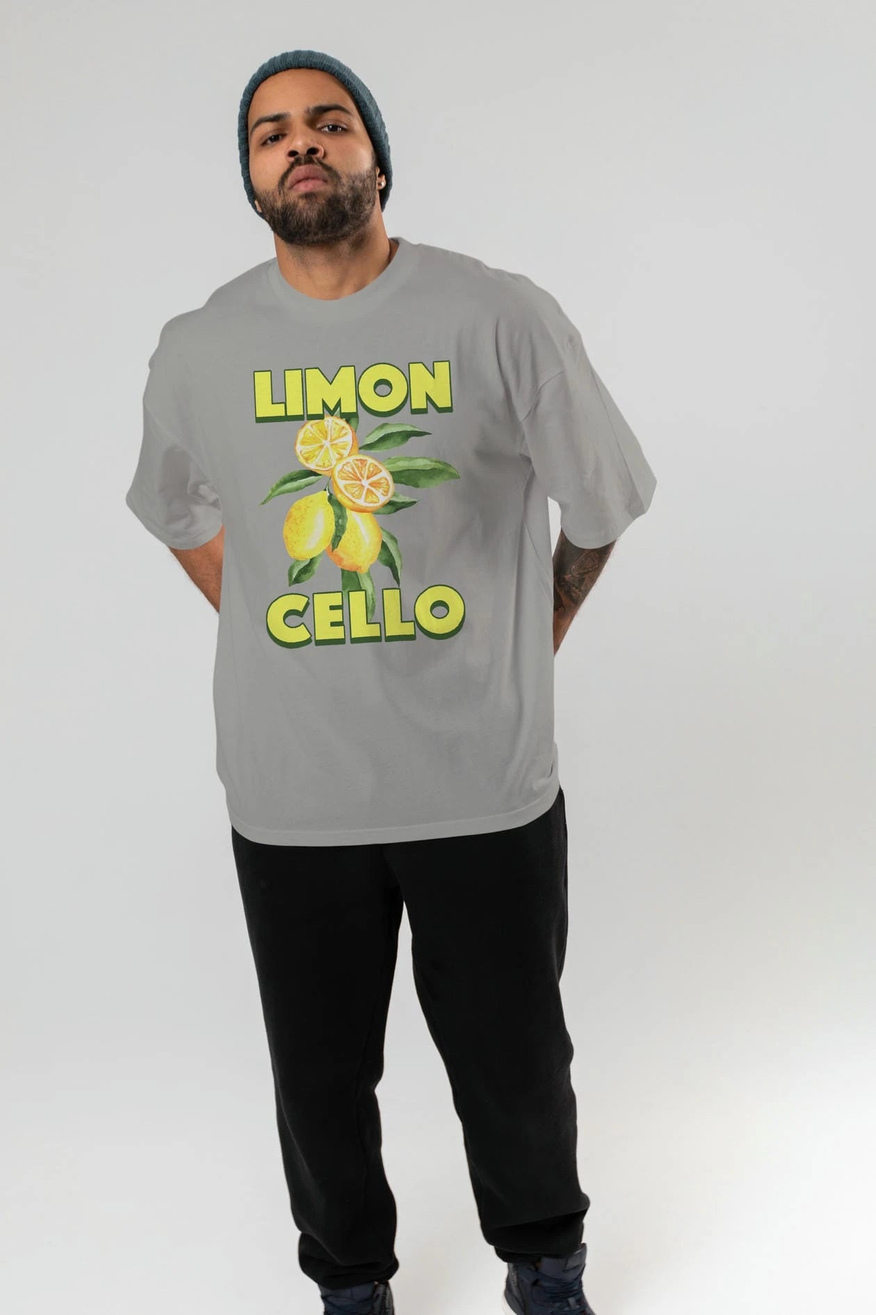 Limoncello Lemon Ön Baskılı Oversize t-shirt Erkek Kadın Pamuk Bisiklet Yaka tişort