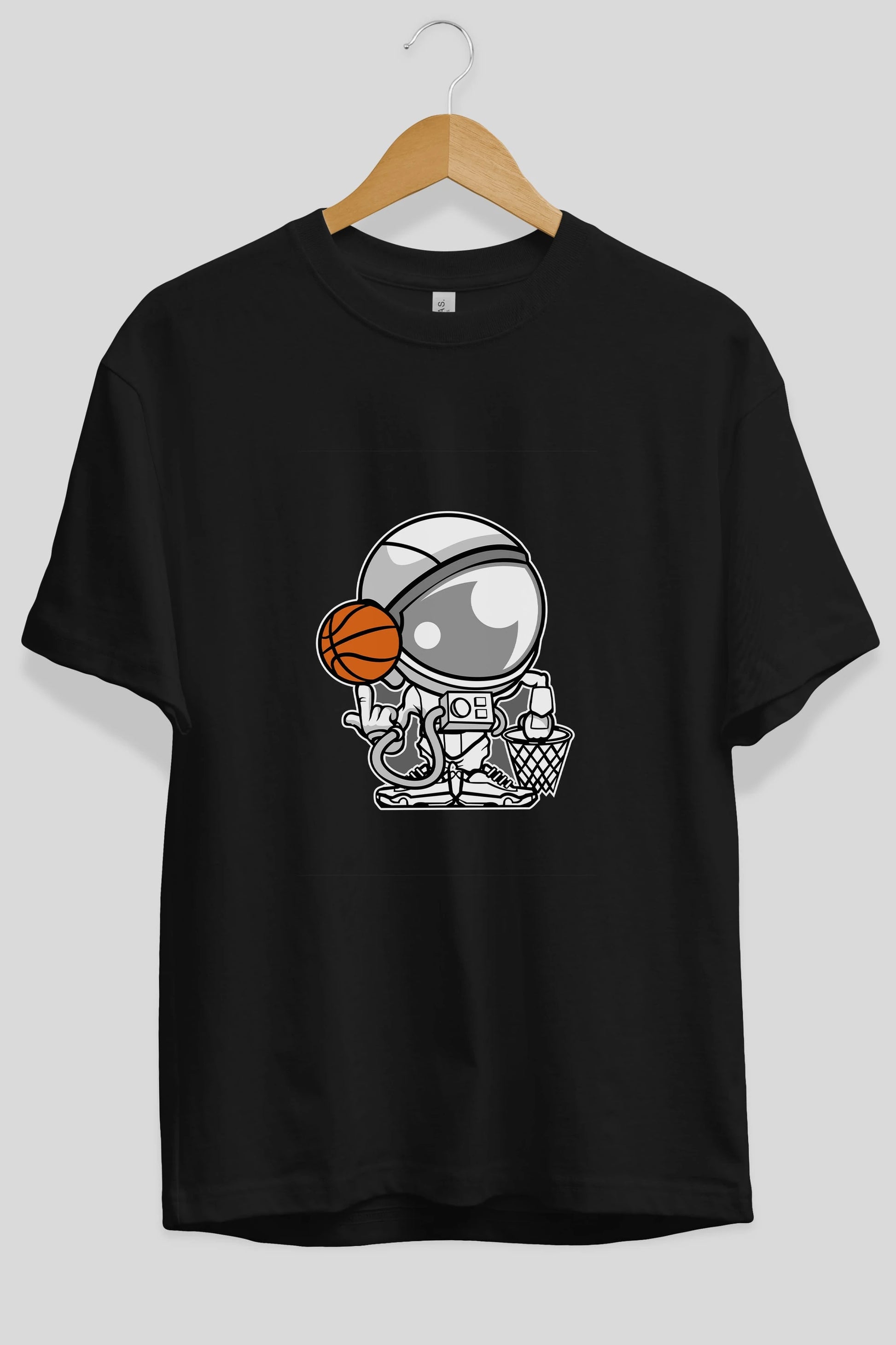 Astronaut Basketball Ön Baskılı Oversize t-shirt Erkek Kadın Unisex %100 Pamuk tişort