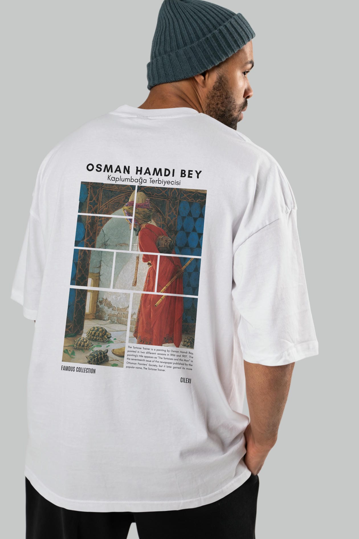 Osman Hamdi Bey Arka Baskılı Oversize t-shirt Erkek Kadın Bisiklet Yaka Pamuk tişort