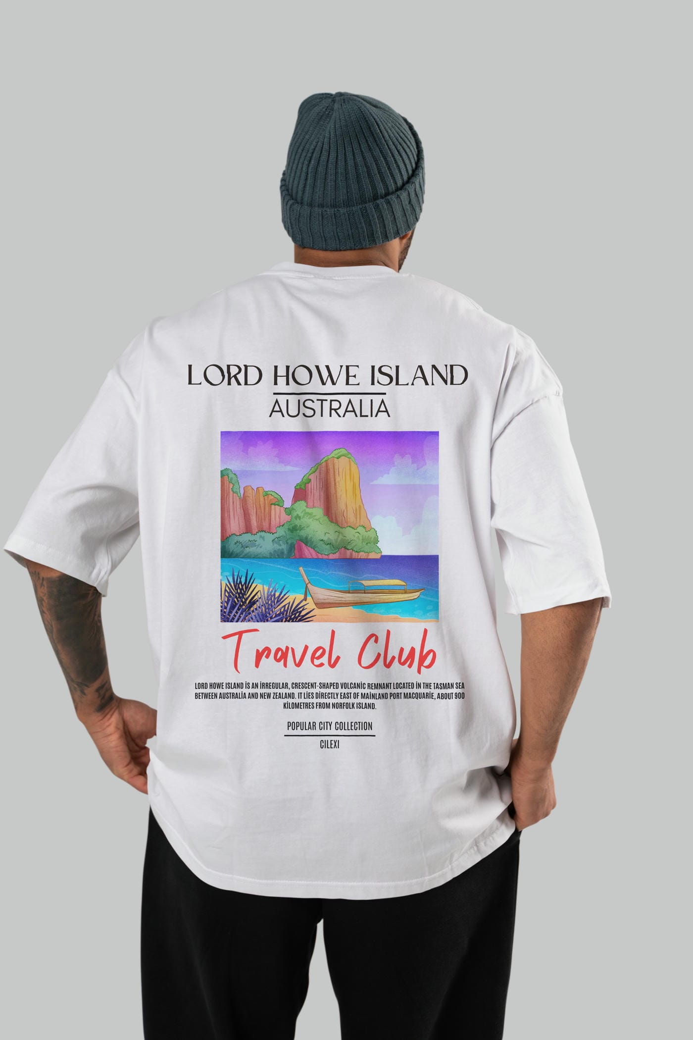 Lord Howe İsland Australia Arka Baskılı Oversize t-shirt Erkek Kadın Pamuk Bisiklet Yaka tişort