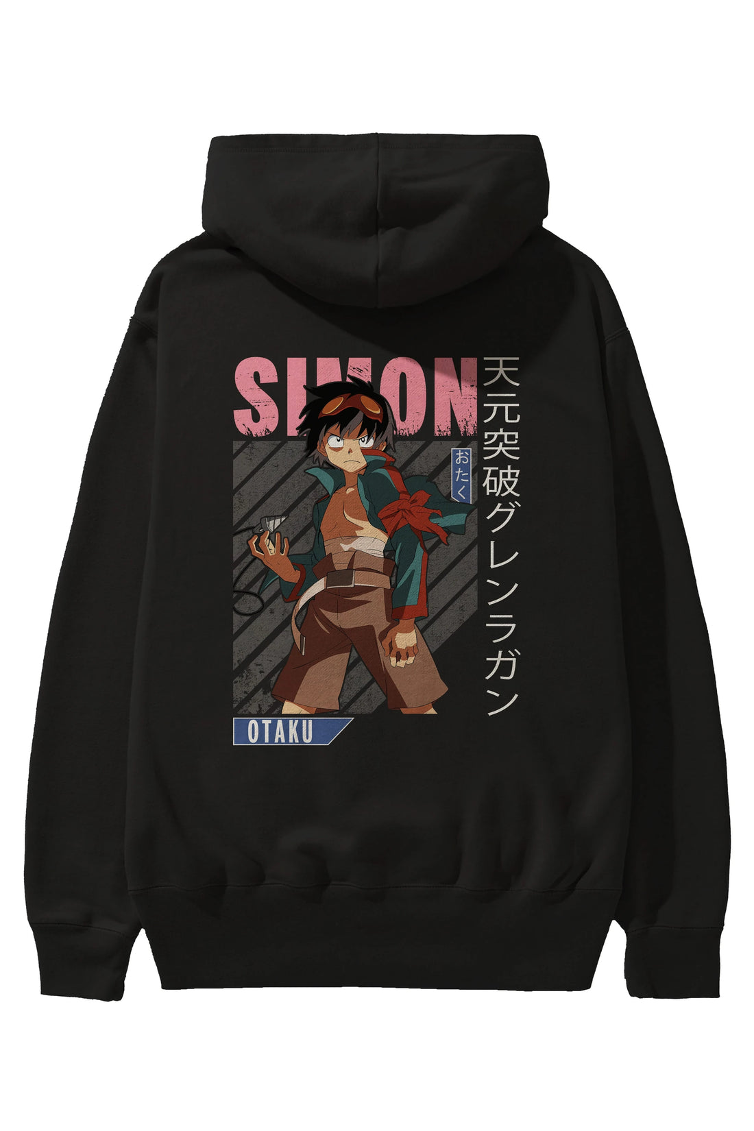 Simon 5 Anime Arka Baskılı Hoodie Oversize Kapüşonlu Sweatshirt Erkek Kadın Unisex