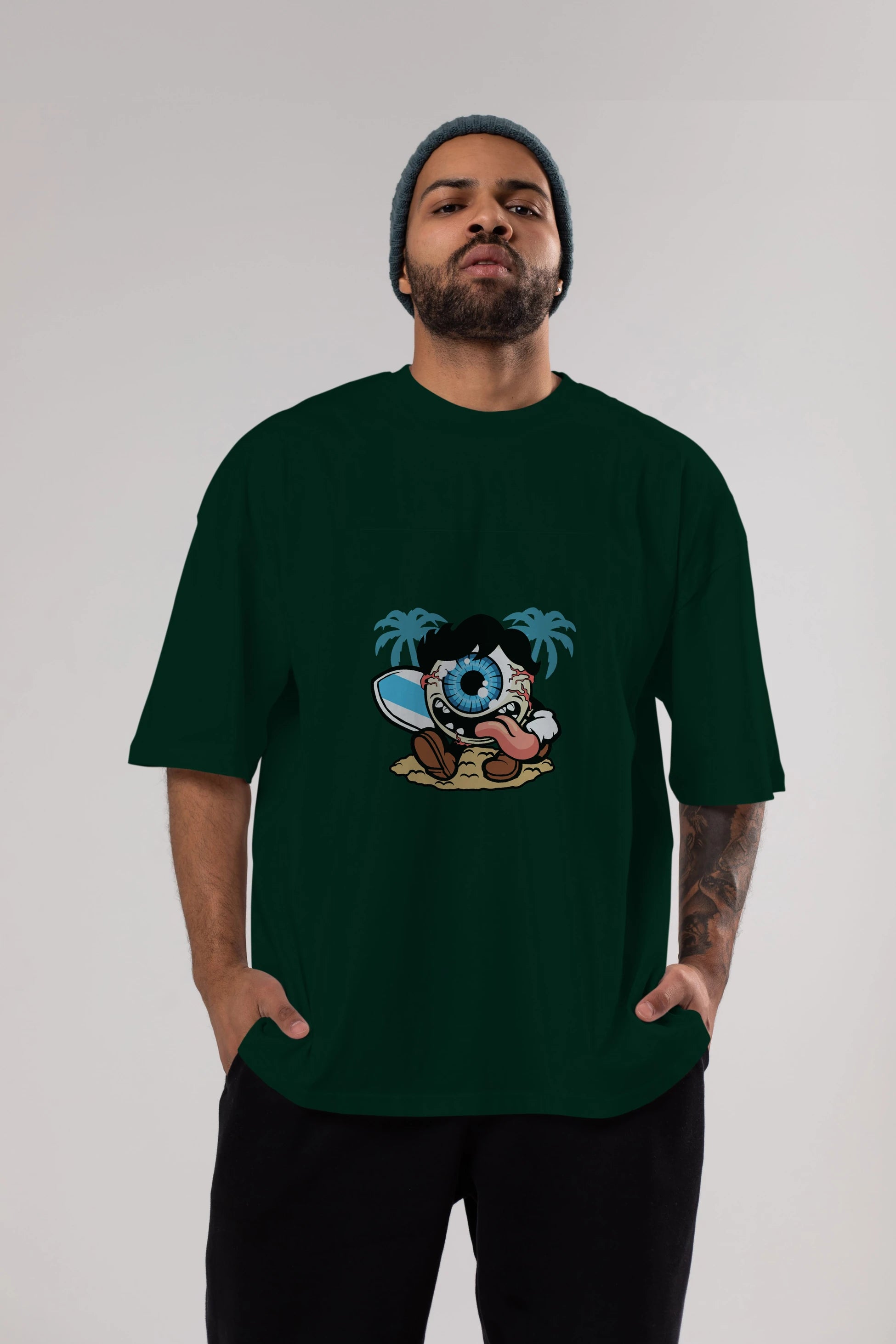 Eye Ball Surfer Ön Baskılı Oversize t-shirt Erkek Kadın Unisex %100 Pamuk tişort