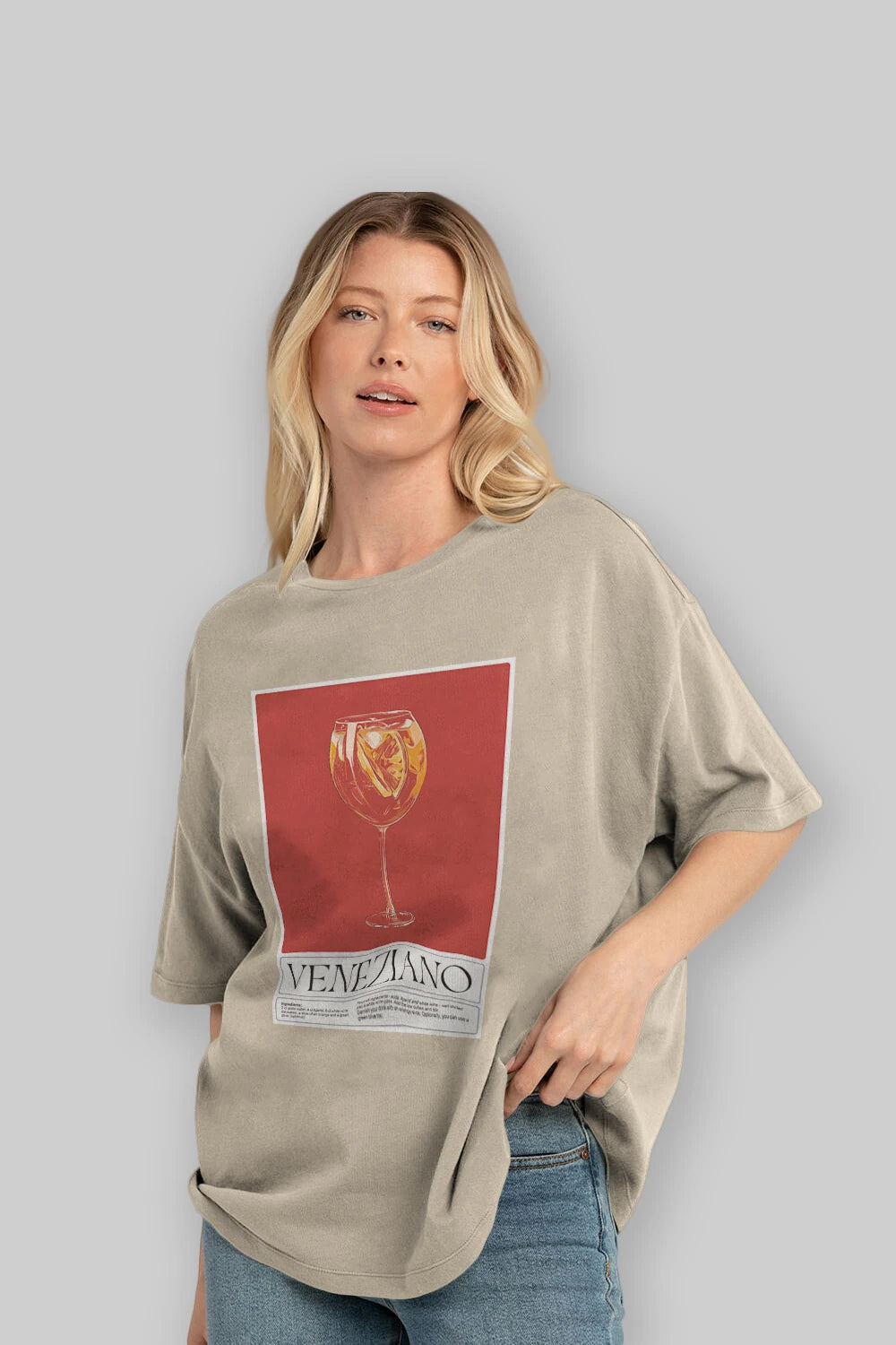 Veneziano Ön Baskılı Oversize t-shirt Erkek Kadın Unisex %100 Pamuk Bisiklet Yaka tişort