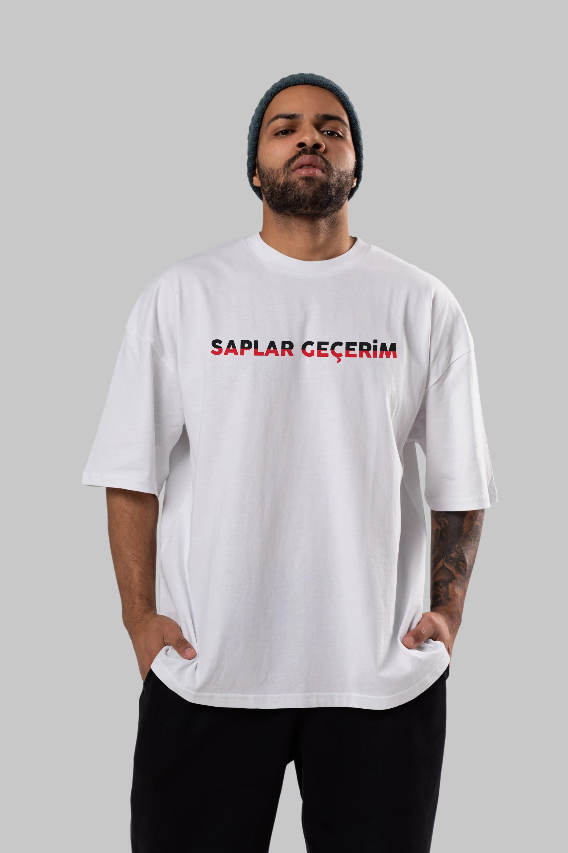 Saplar Geçerim Ön Baskılı Oversize t-shirt %100 pamuk Erkek Kadın Unisex