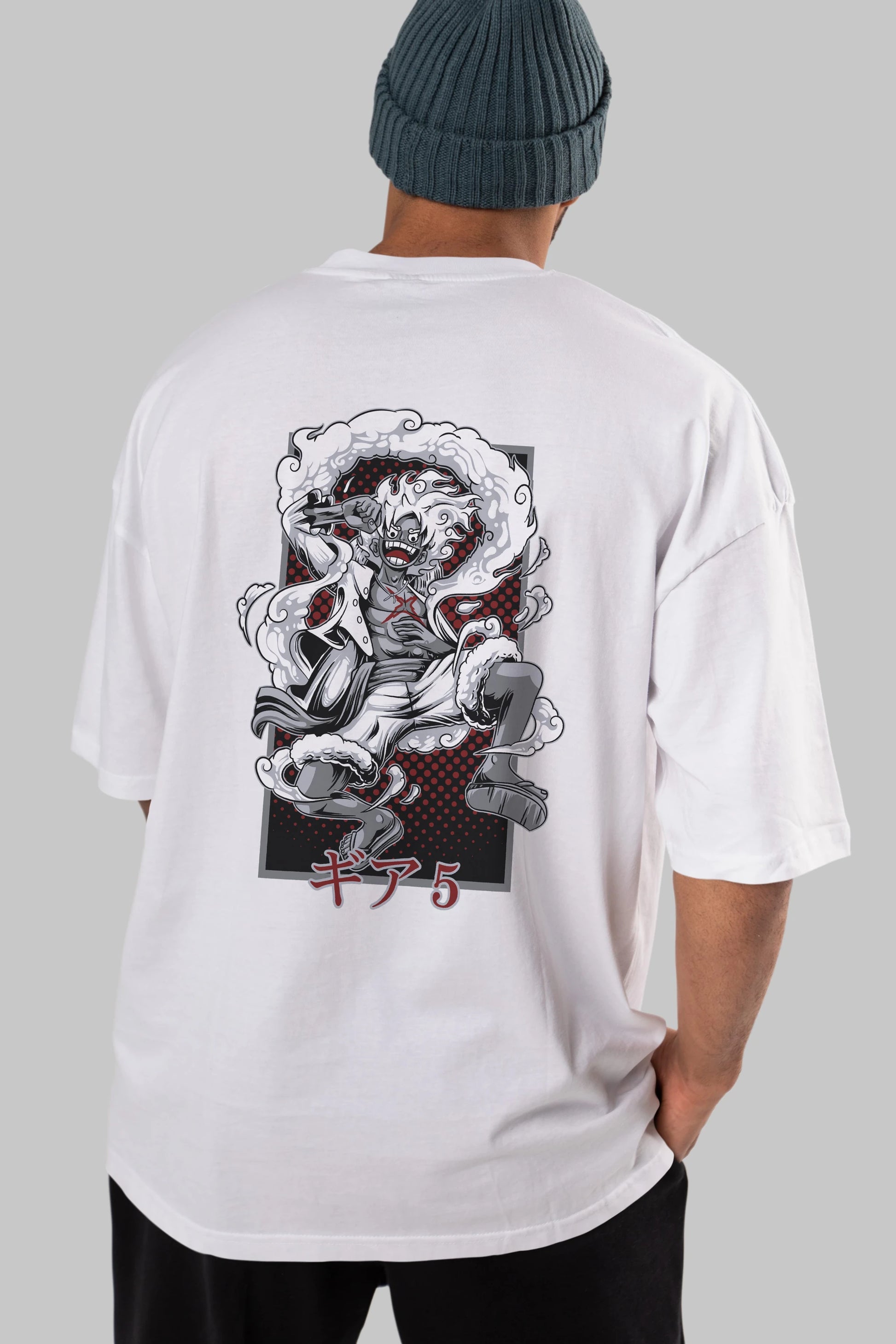 LUFFY GEAR 5 Anime Arka Baskılı Oversize t-shirt Erkek Kadın Unisex