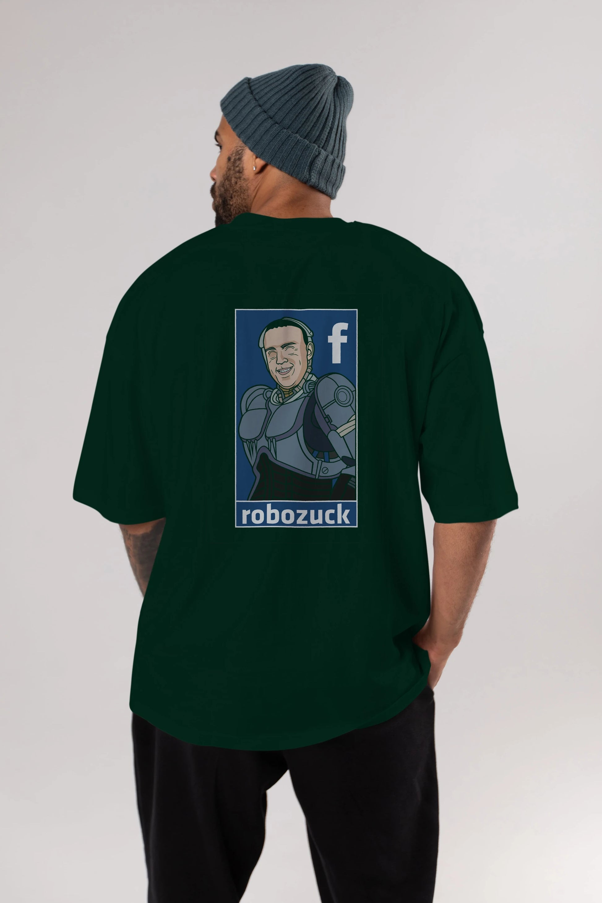 Robozuck Arka Baskılı Oversize t-shirt Erkek Kadın Unisex %100 Pamuk tişort