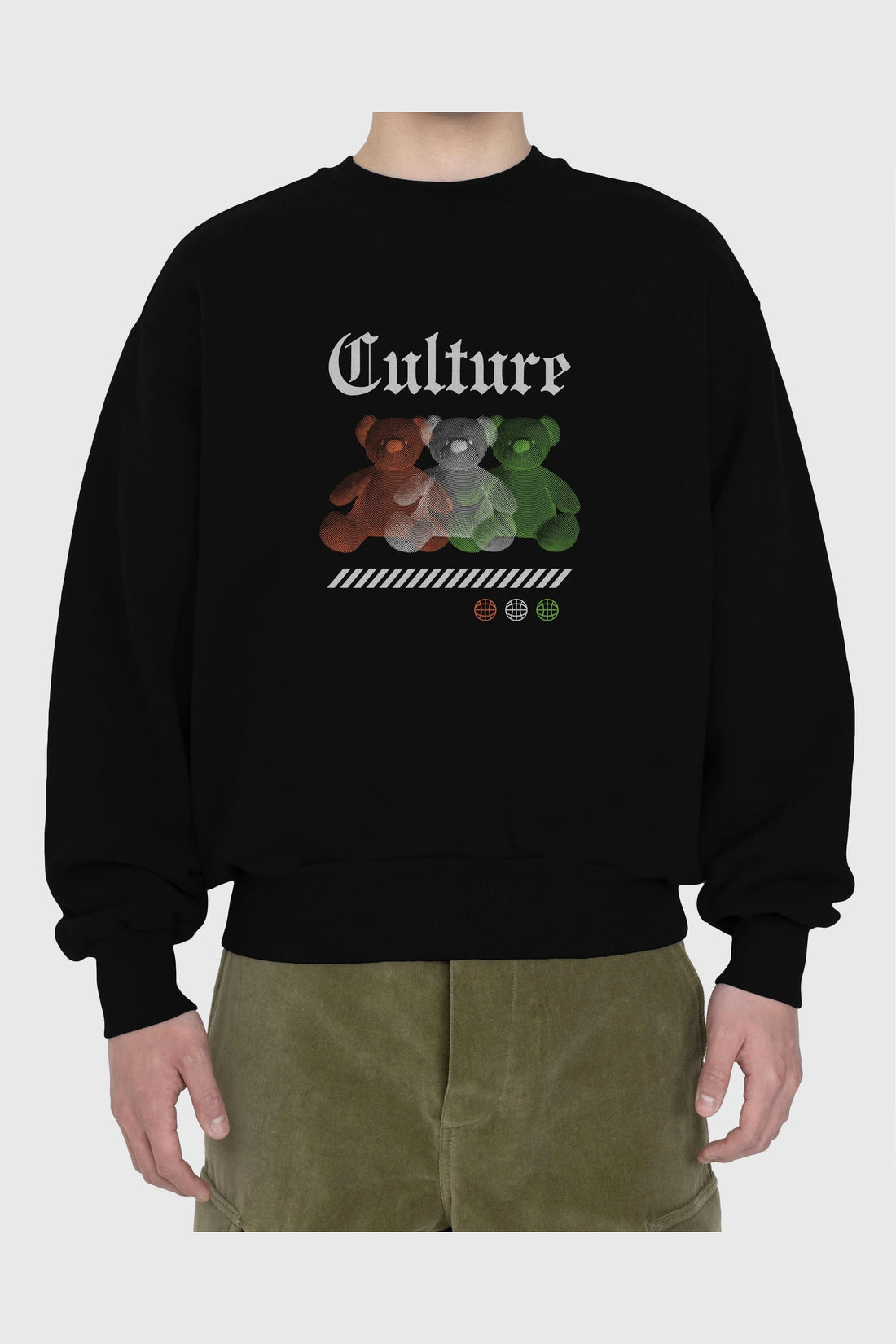 Culture Bear Ön Baskılı Oversize Sweatshirt Erkek Kadın Unisex