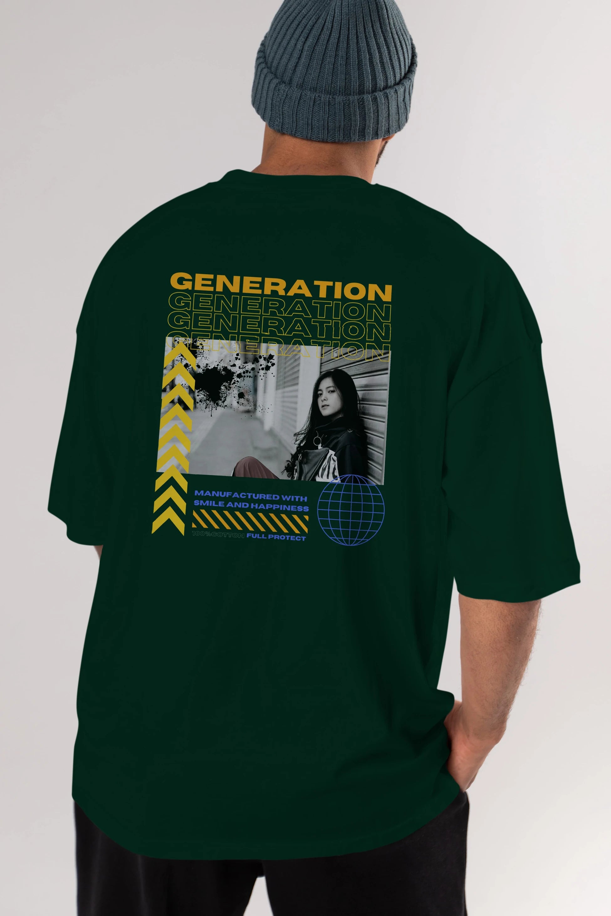 Generation Yazılı Arka Baskılı Oversize t-shirt Erkek Kadın Unisex