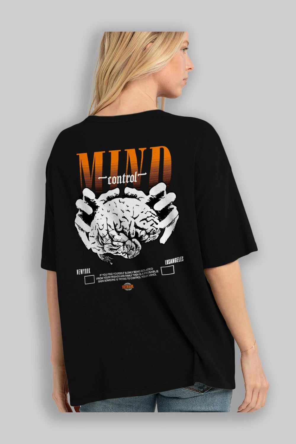 Mind Control Arka Baskılı Oversize t-shirt Erkek Kadın Unisex