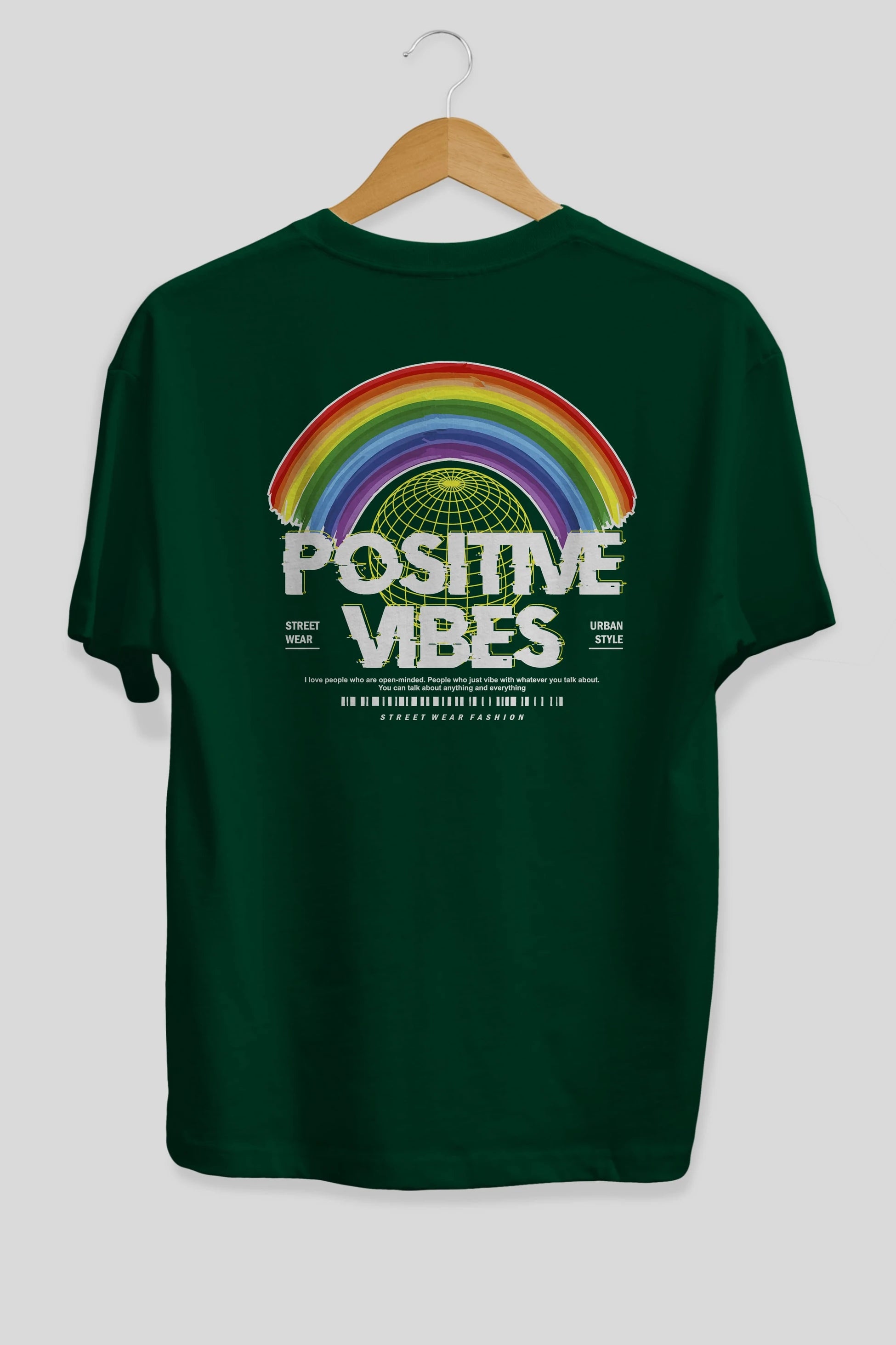 Positive Vibes Arka Baskılı Oversize t-shirt Erkek Kadın Unisex