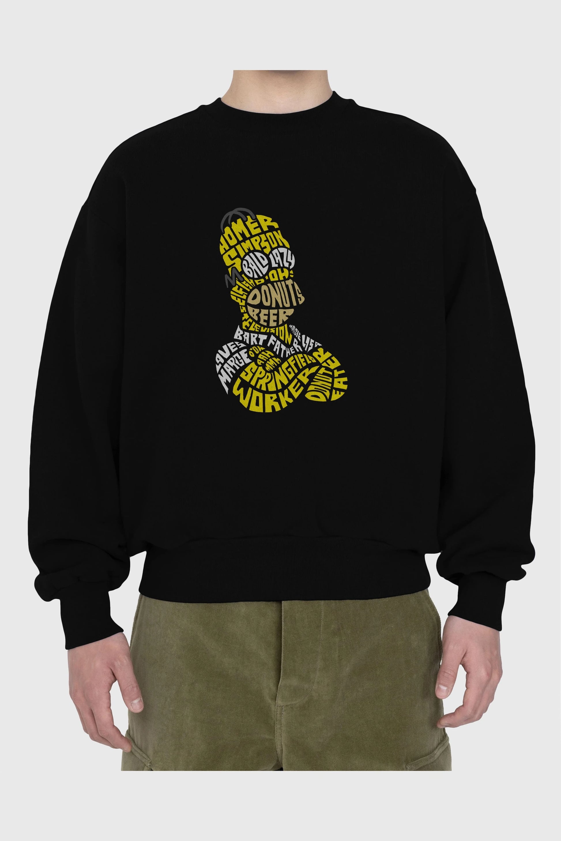Homer Simpson Ön Baskılı Oversize Sweatshirt Erkek Kadın Unisex