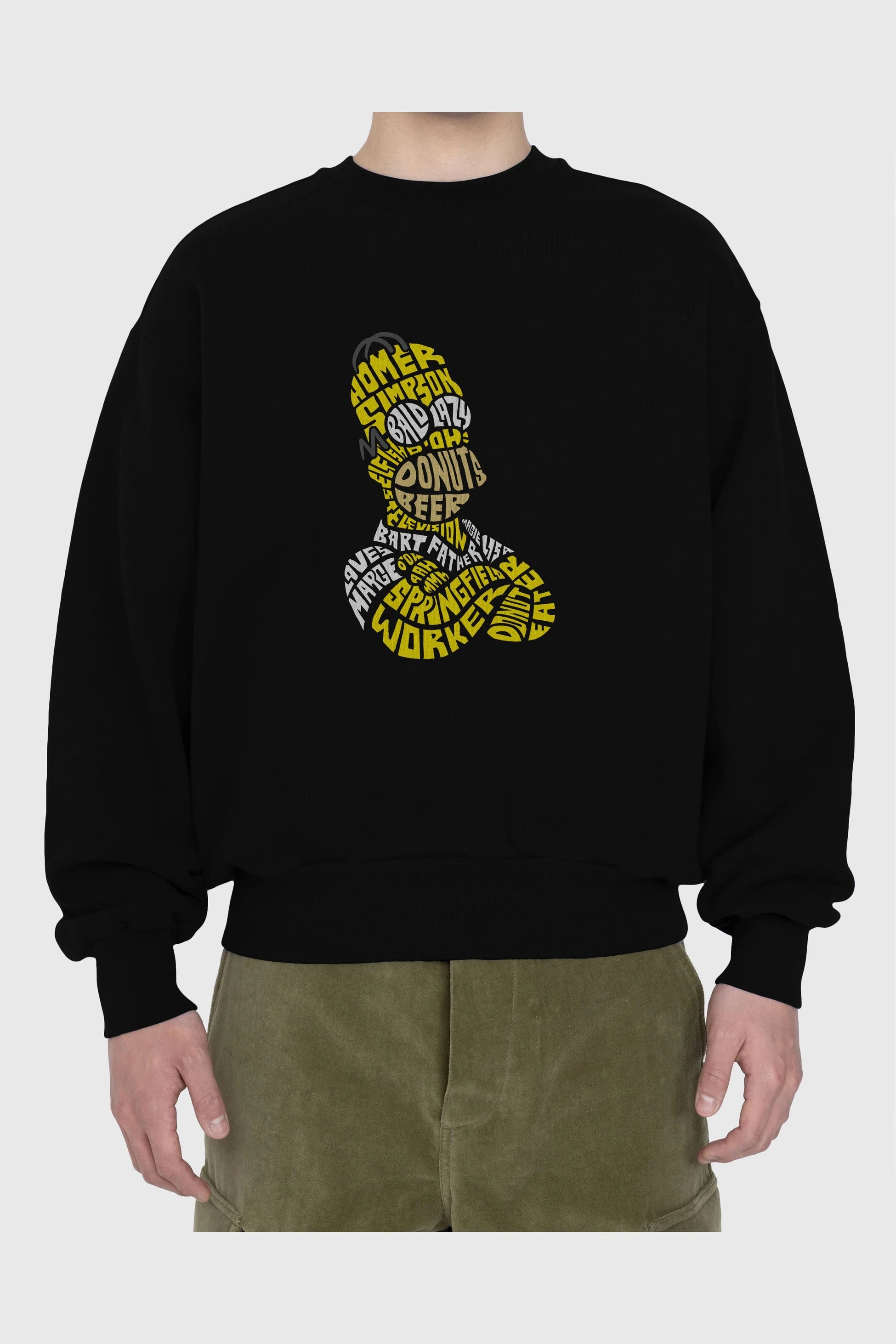 Homer Simpson Ön Baskılı Oversize Sweatshirt Erkek Kadın Unisex