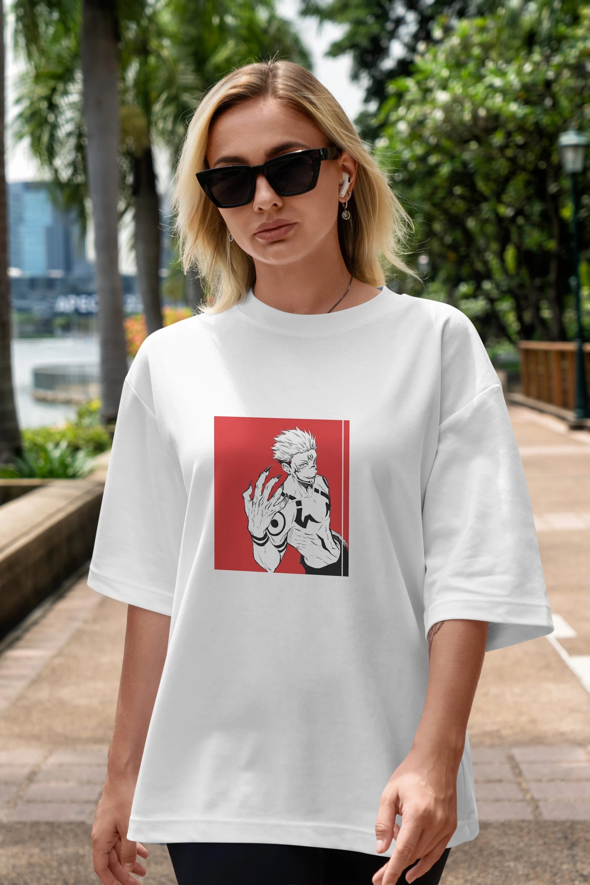 Sukuna Ryoumen 2 Anime Ön Baskılı Oversize t-shirt %100 pamuk Erkek Kadın Unisex