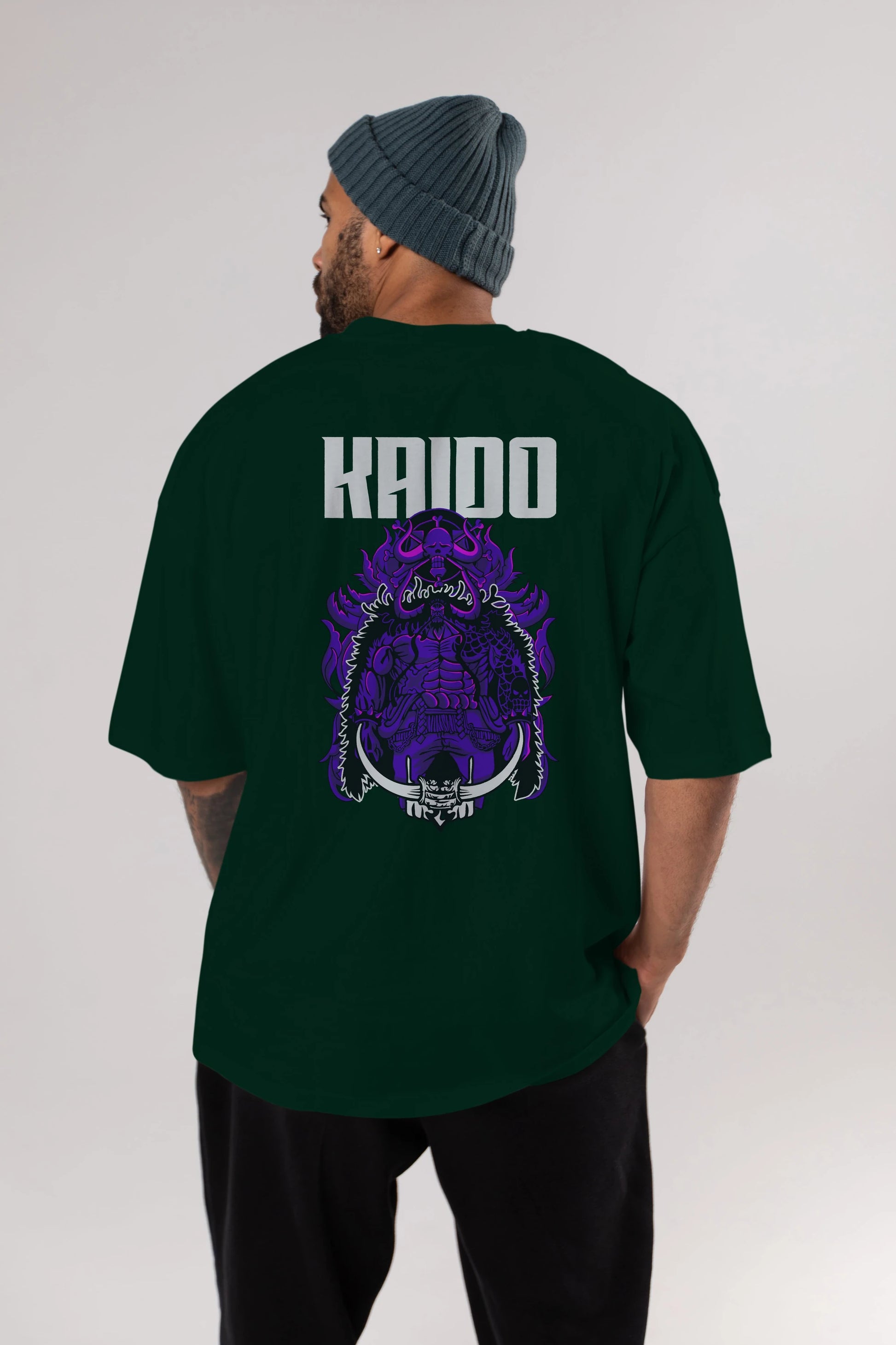 Kaido Anime Arka Baskılı Oversize t-shirt Erkek Kadın Unisex %100 pamuk tişort