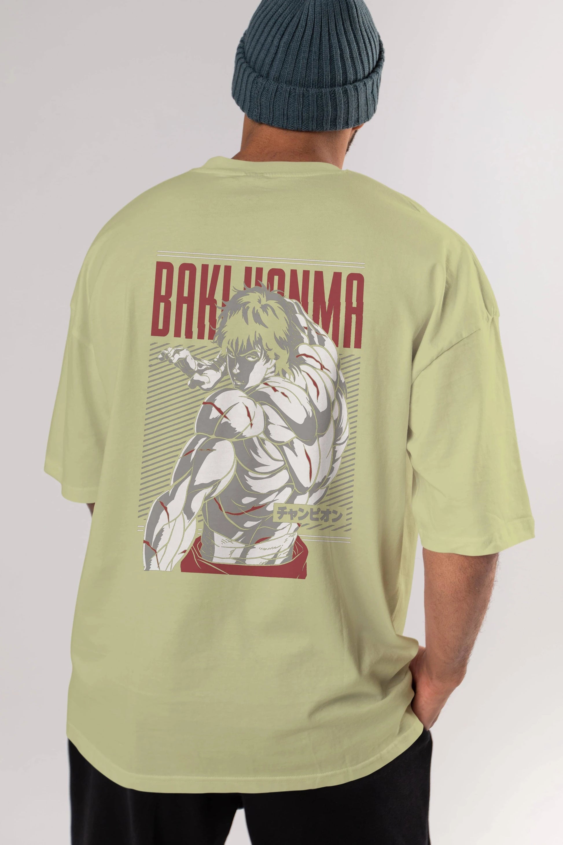 BAKI HANMA Anime Arka Baskılı Oversize t-shirt Erkek Kadın Unisex