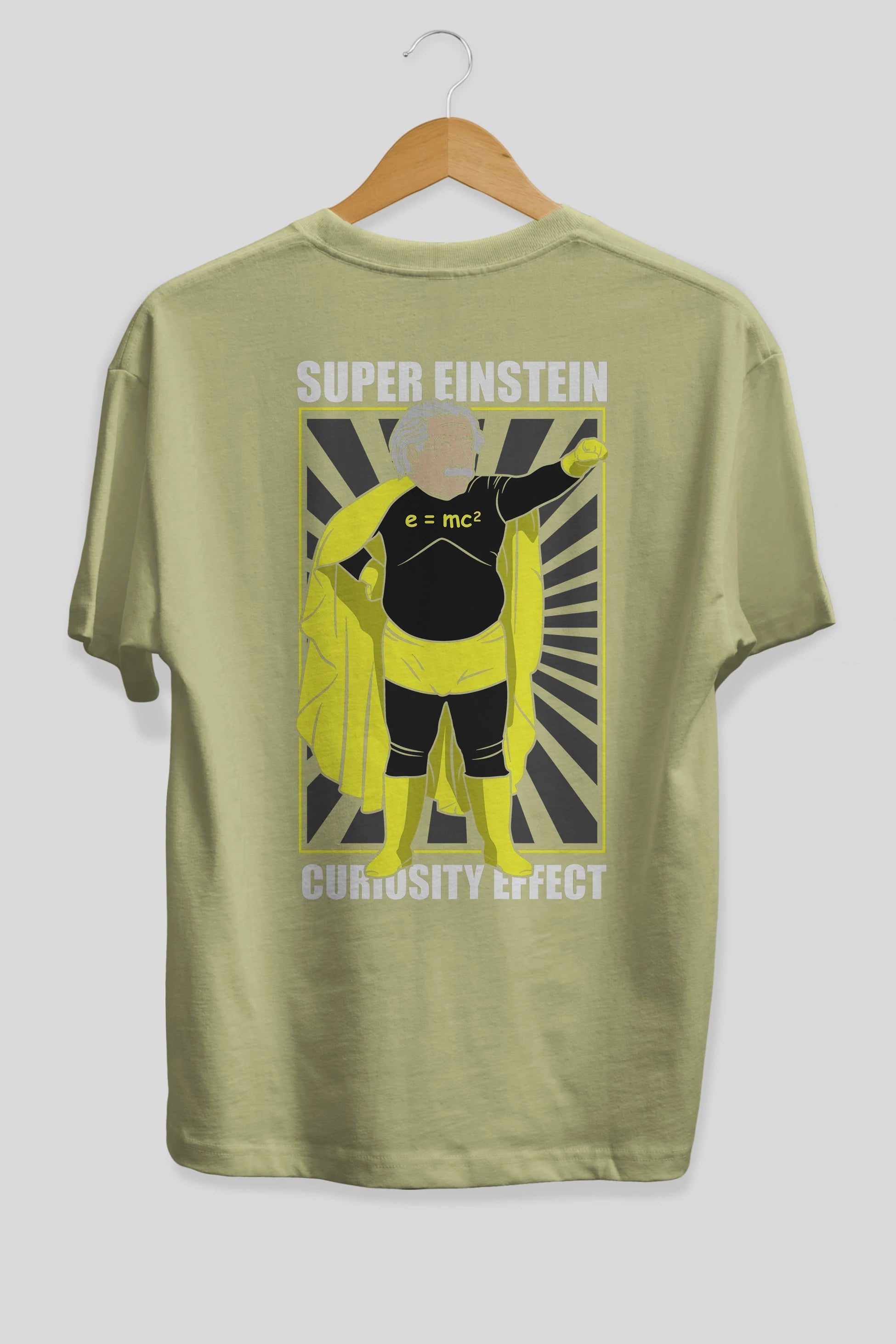 Super Einsten Arka Baskılı Oversize t-shirt Erkek Kadın Unisex %100 Pamuk tişort