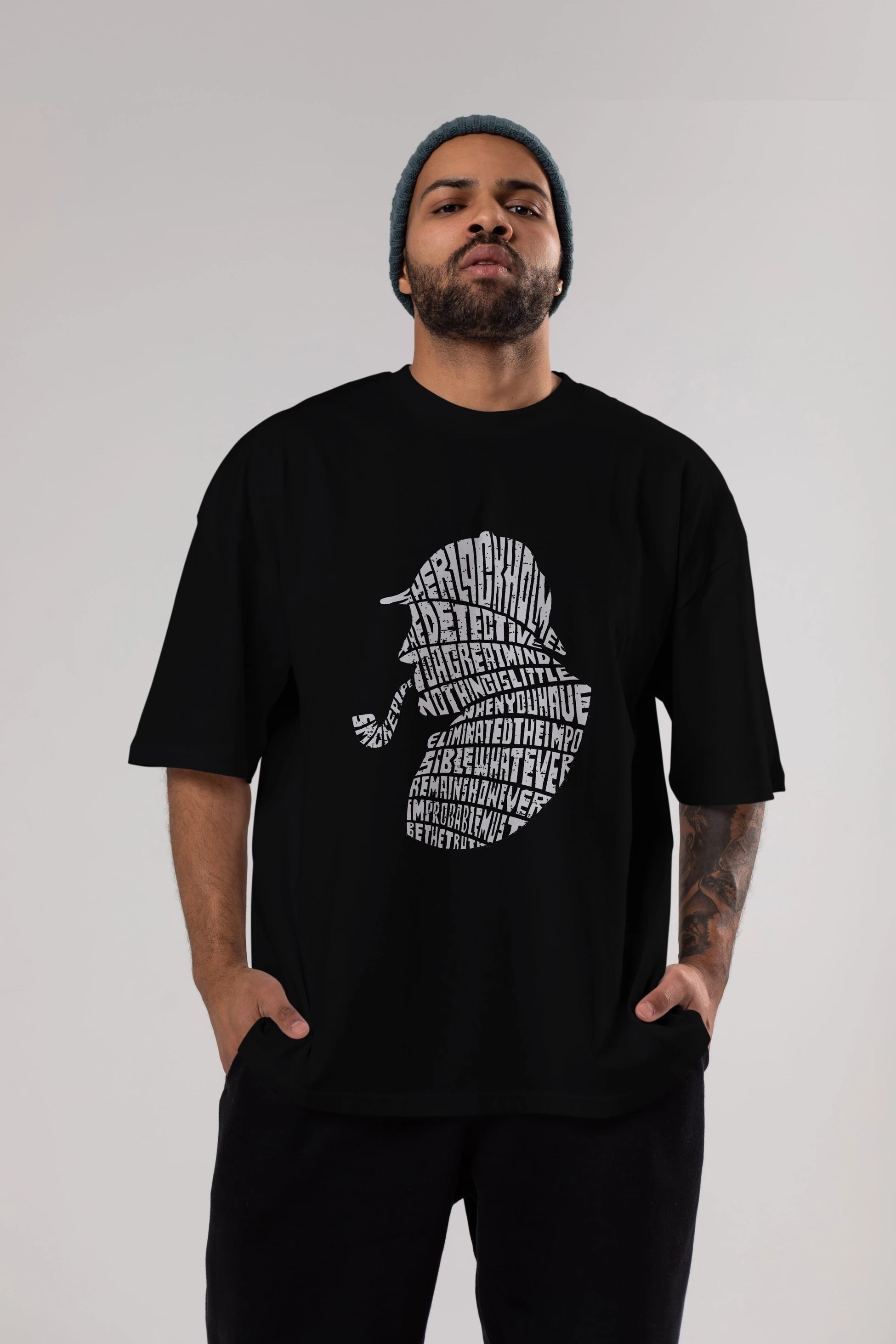 Holmes Ön Baskılı Oversize t-shirt %100 pamuk Erkek Kadın Unisex