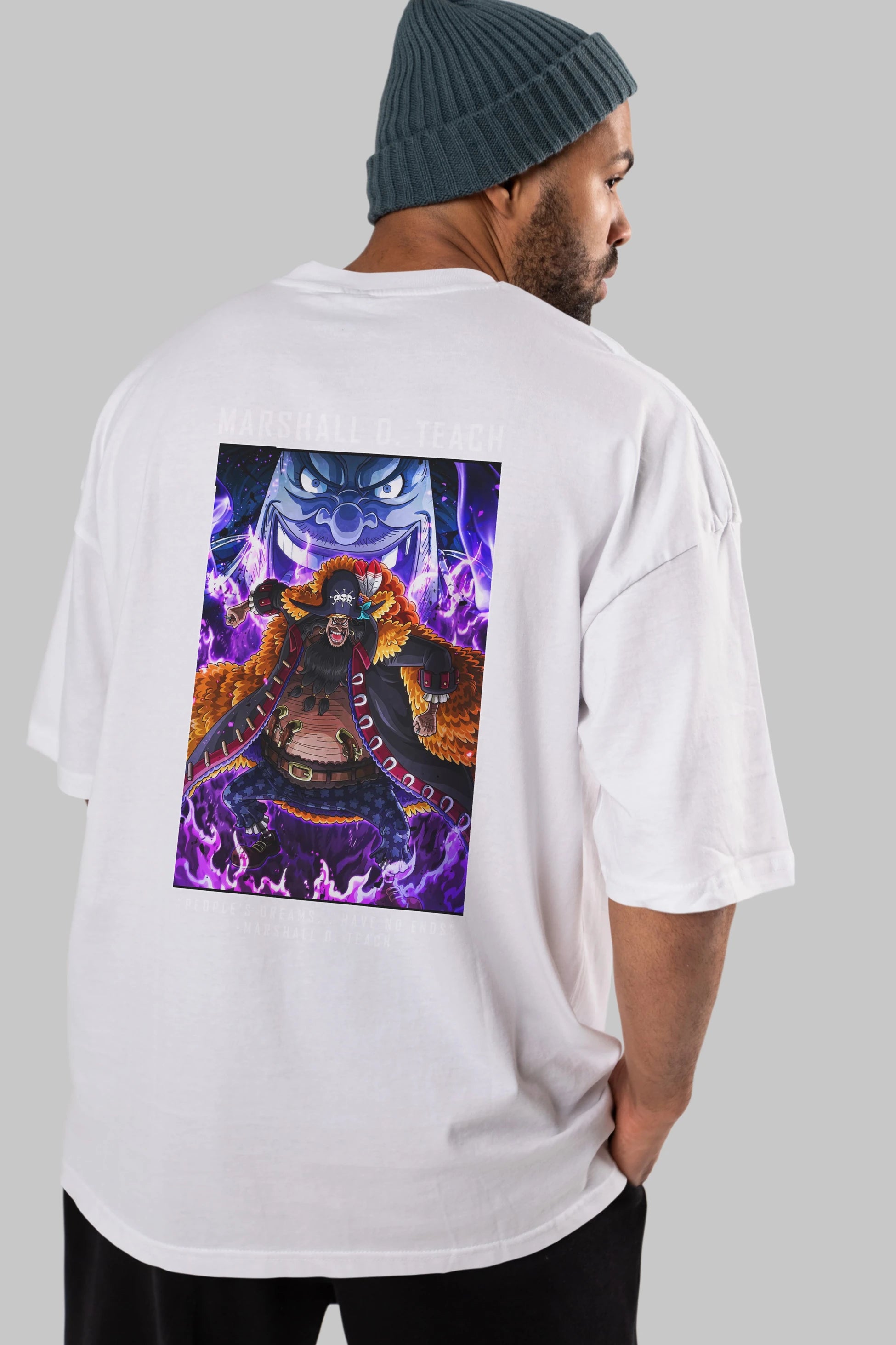 Blackbeard Anime Arka Baskılı Oversize t-shirt Erkek Kadın Unisex %100 pamuk tişort