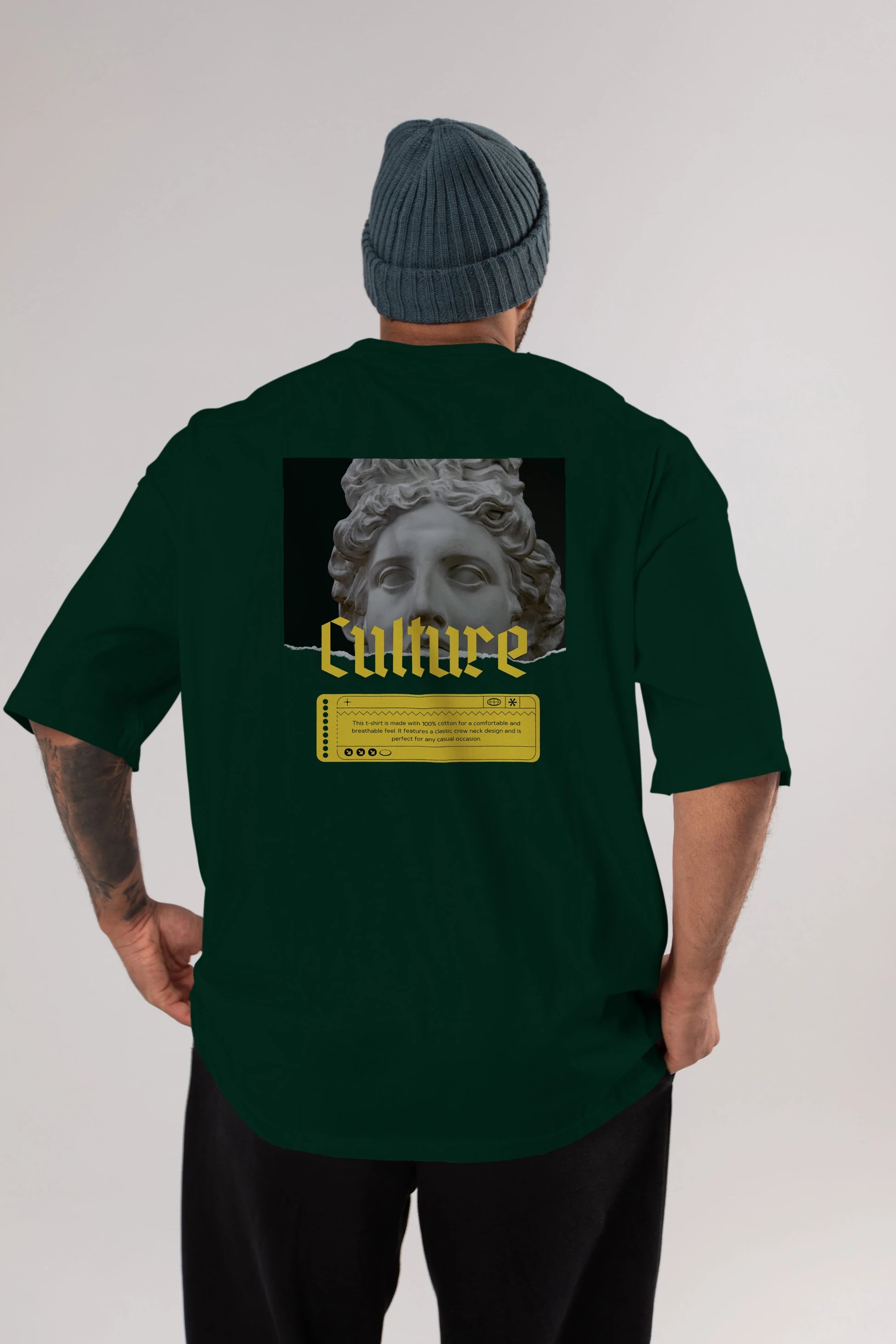 Culture Yazılı Arka Baskılı Oversize t-shirt Erkek Kadın Unisex