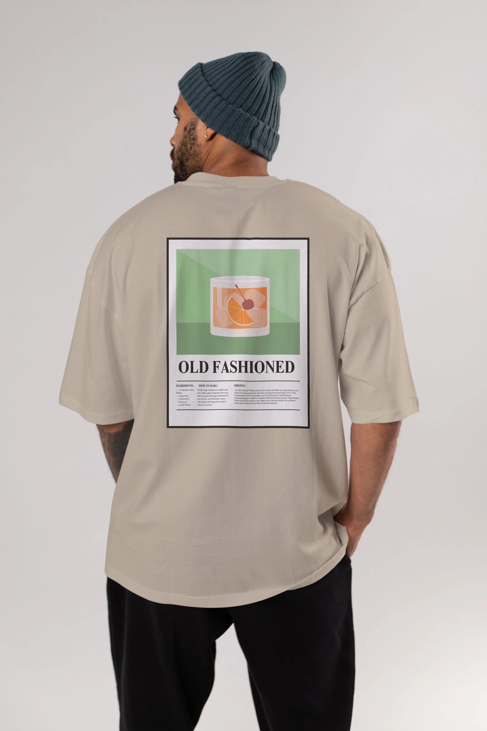 Old Fashioned Arka Baskılı Oversize t-shirt Erkek Kadın Unisex %100 Pamuk Bisiklet Yaka tişort