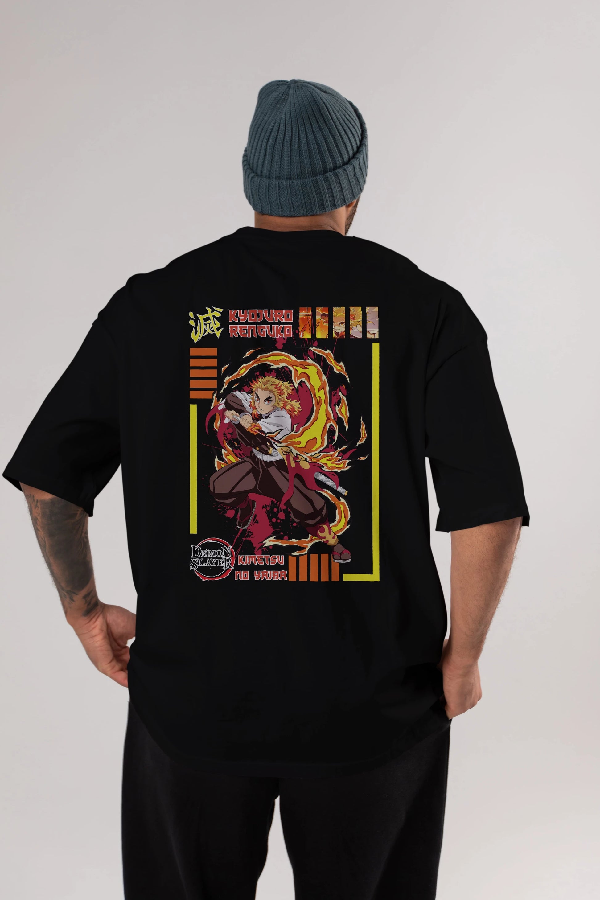 KYOJURO RENGOKU Anime Arka Baskılı Oversize t-shirt Erkek Kadın Unisex